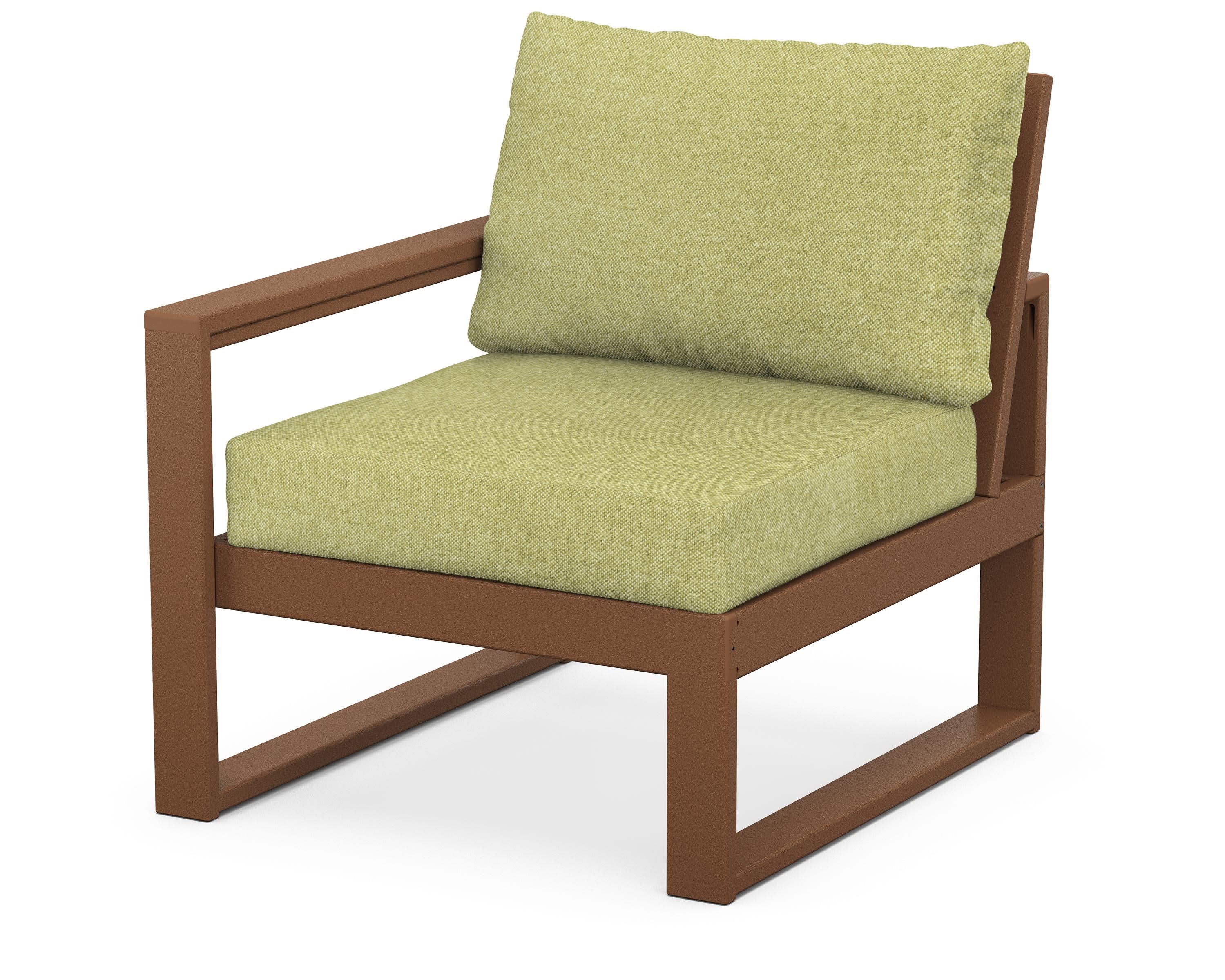 EDGE Modular Left Arm Chair in Teak / Chartreuse Boucle