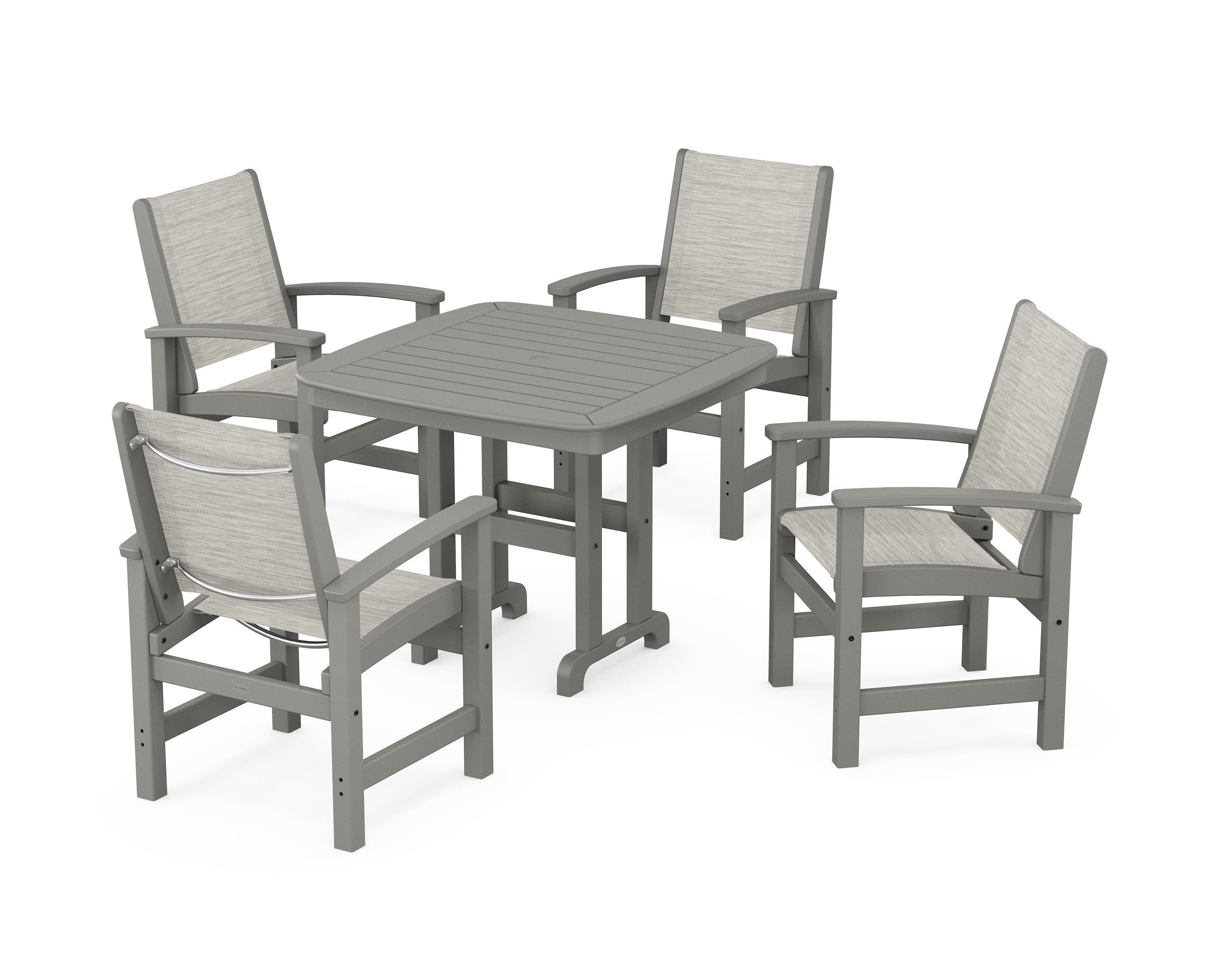 Coastal 5-Piece Dining Set in Slate Grey / Birch Sling