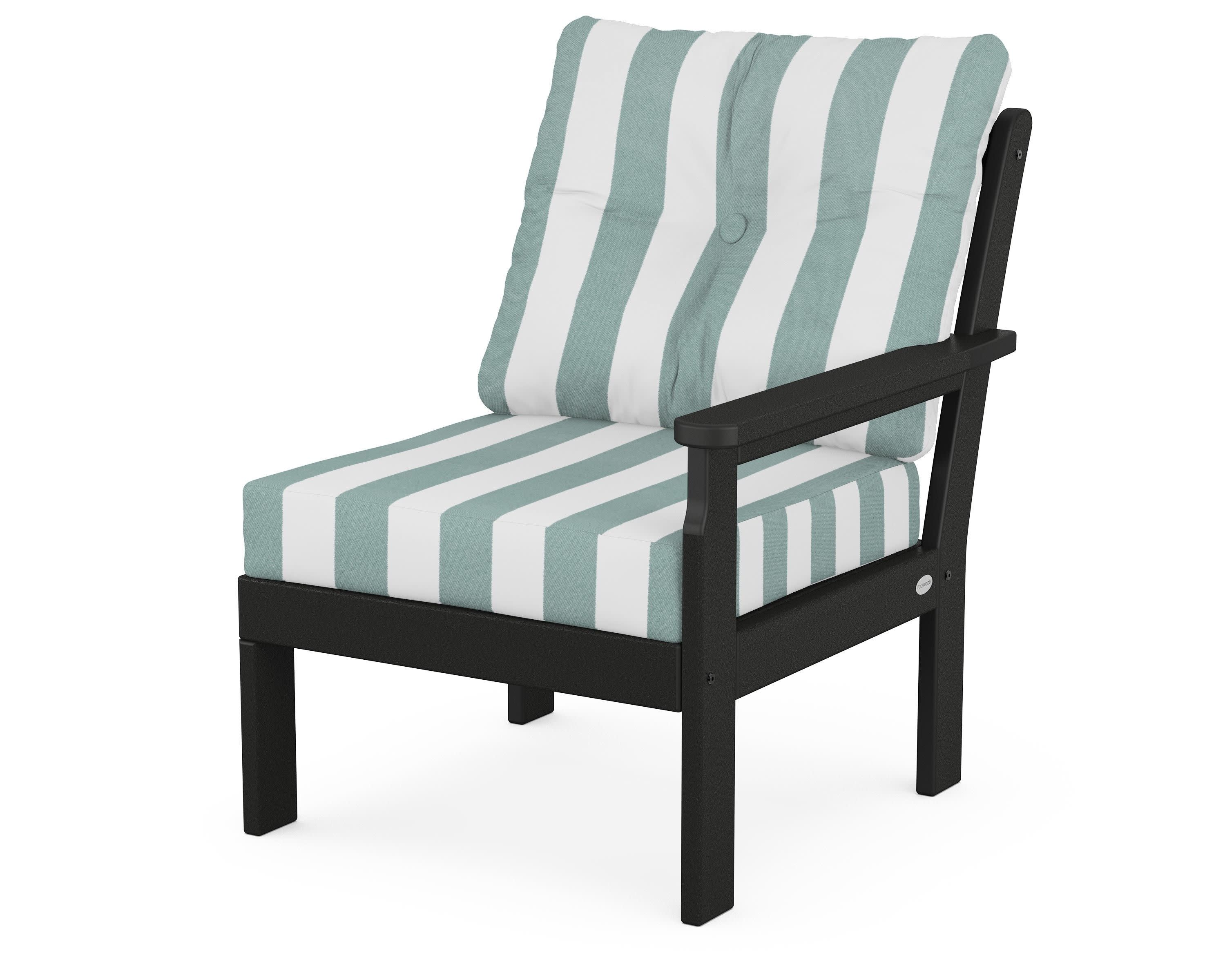 Vineyard Modular Right Arm Chair in Black / Cabana Stripe Glacier Spa