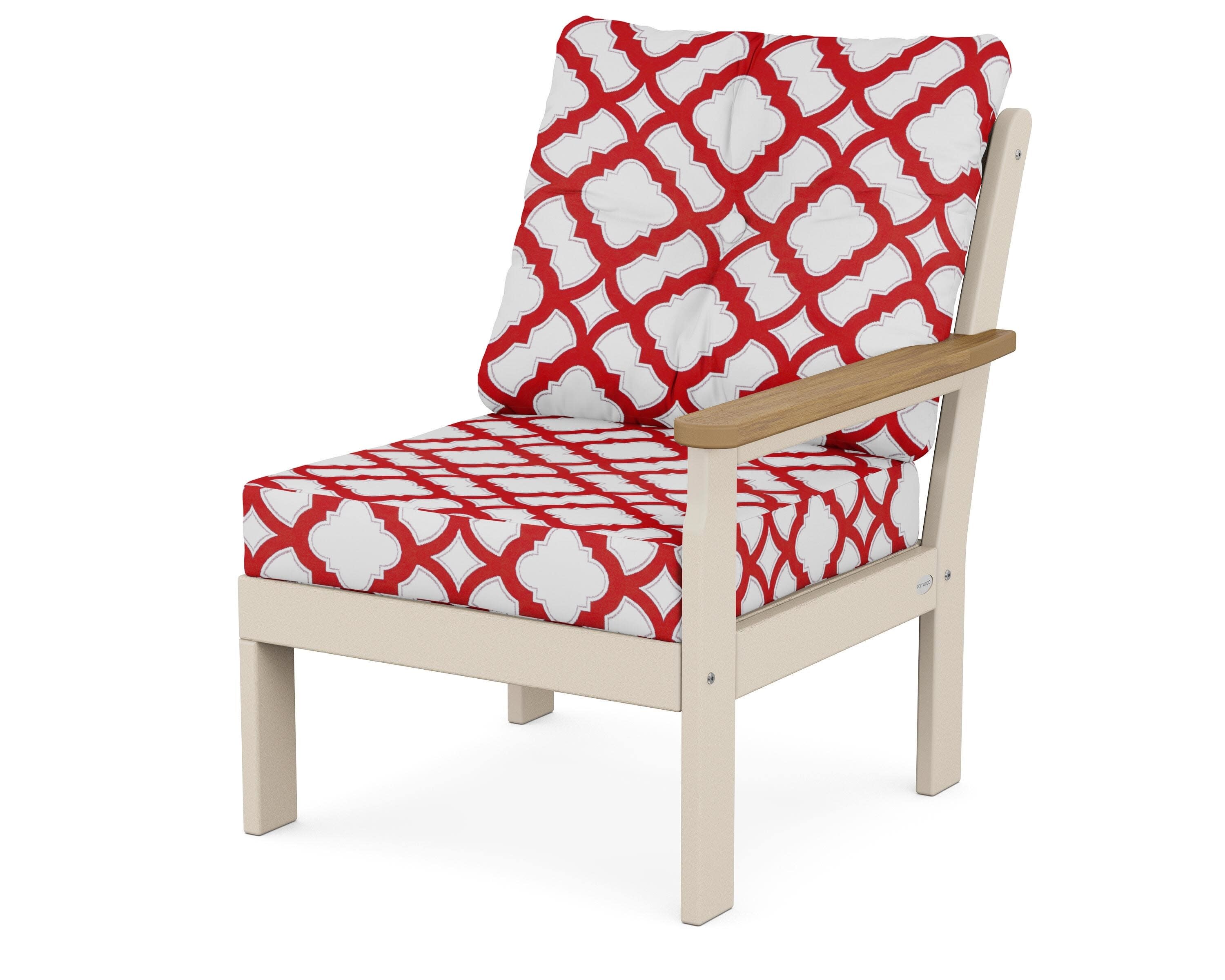 Vineyard Modular Right Arm Chair in Sand / Natural / Trellis Crimson
