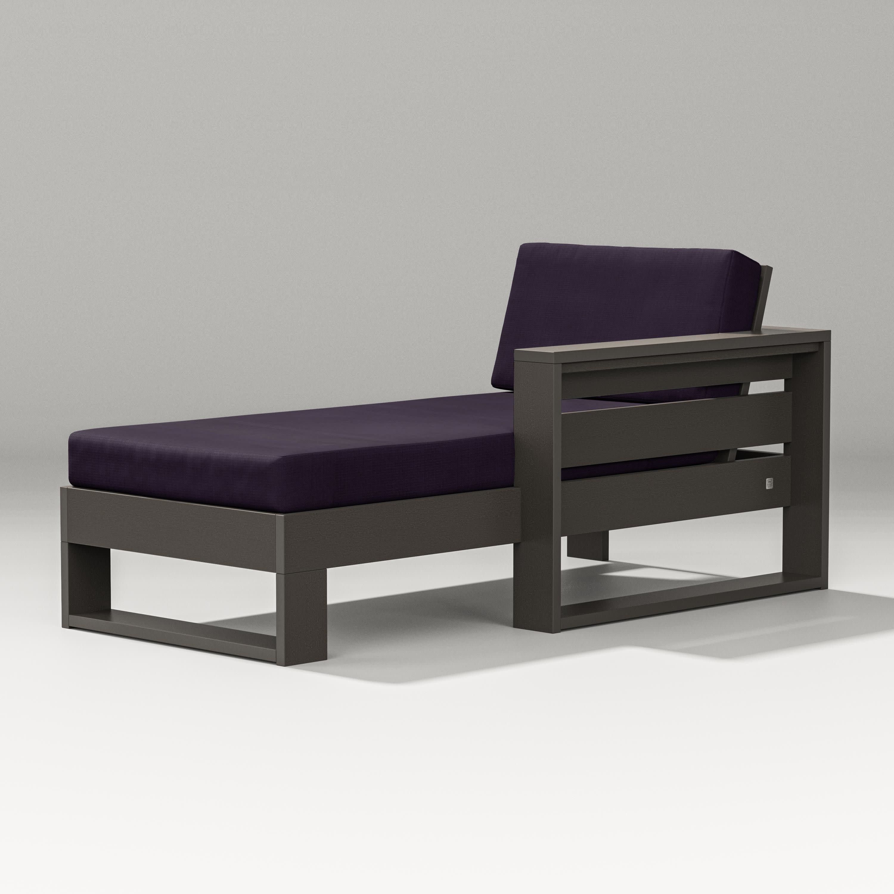 Latitude Modular Right Arm Chaise in Vintage Coffee / Navy Linen