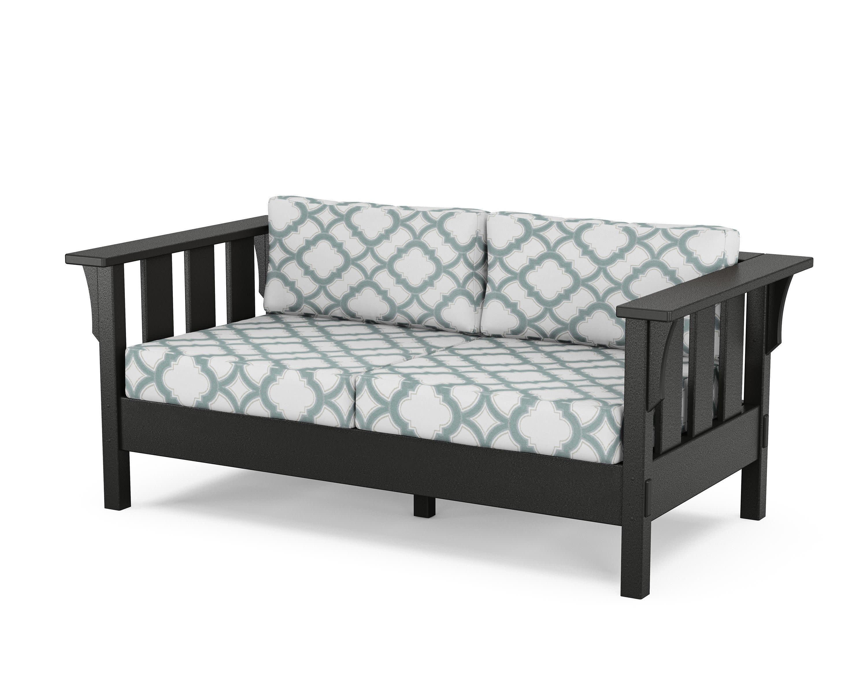 Acadia Deep Seating Loveseat in Black / Trellis Glacier Spa