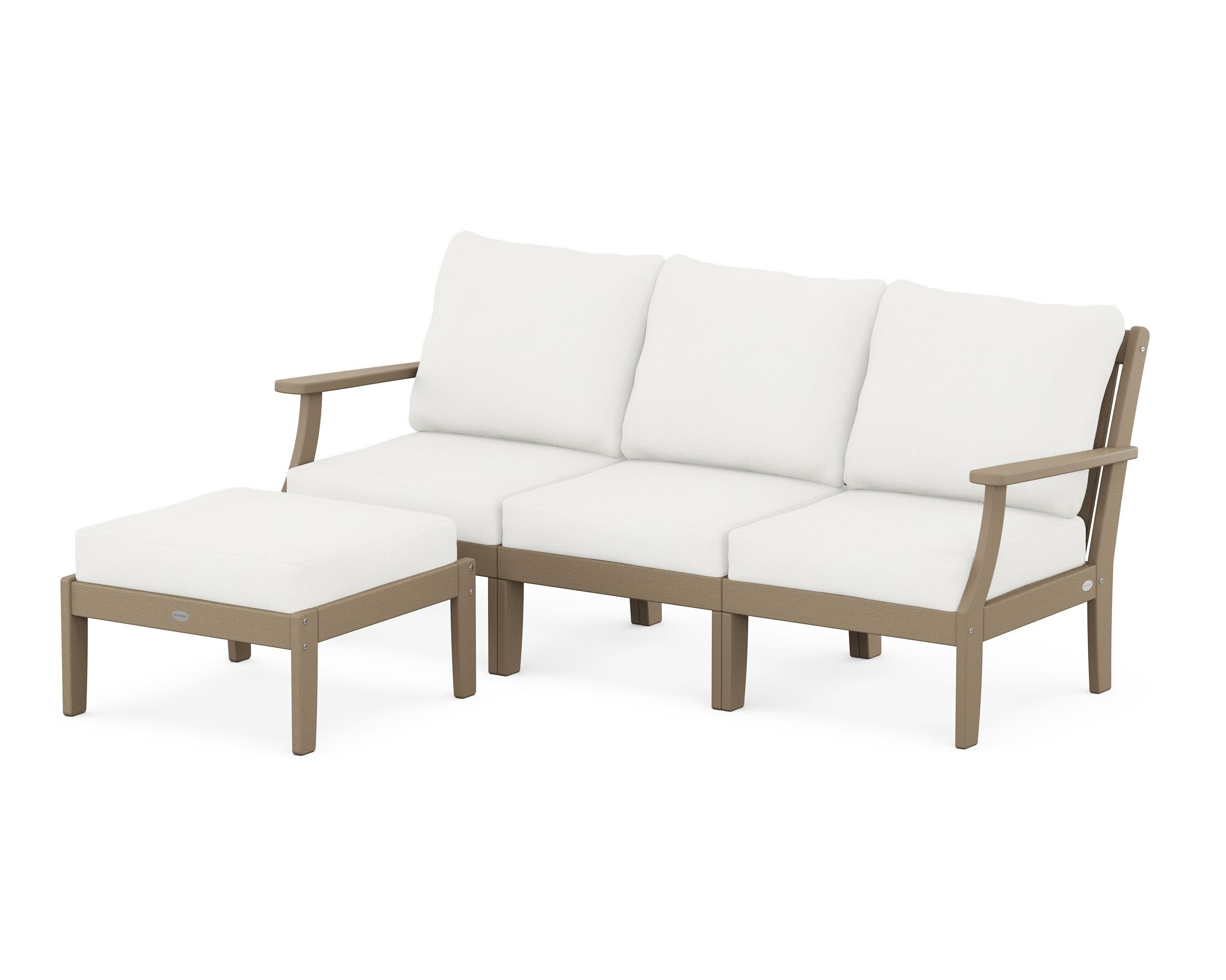 Braxton Modular 4-Piece Deep Seating Set with Ottoman in Vintage Sahara / Natural Linen