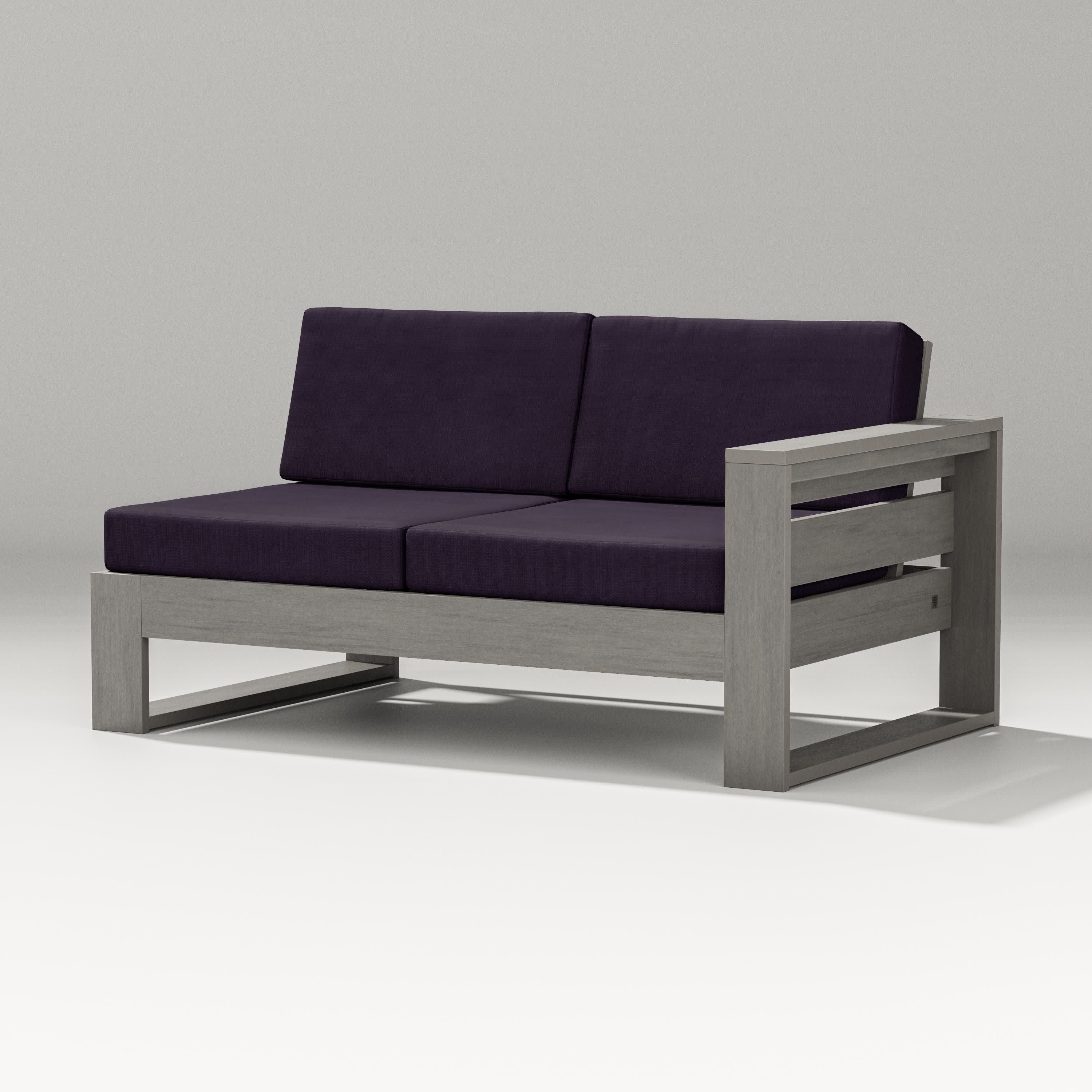 Latitude Modular Right Arm Loveseat in Driftwood / Navy Linen