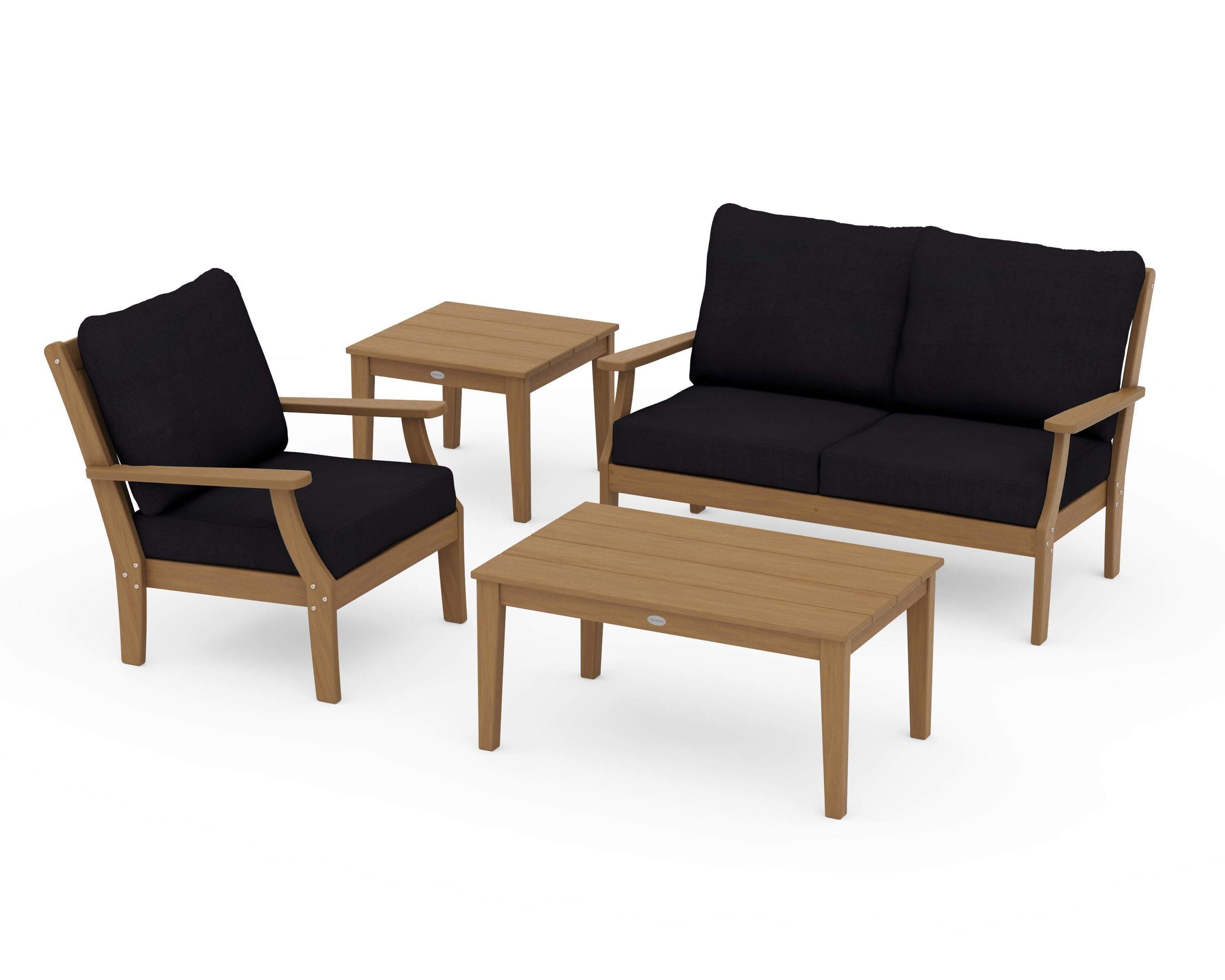 Braxton 4-Piece Deep Seating Set in Natural / Midnight Linen