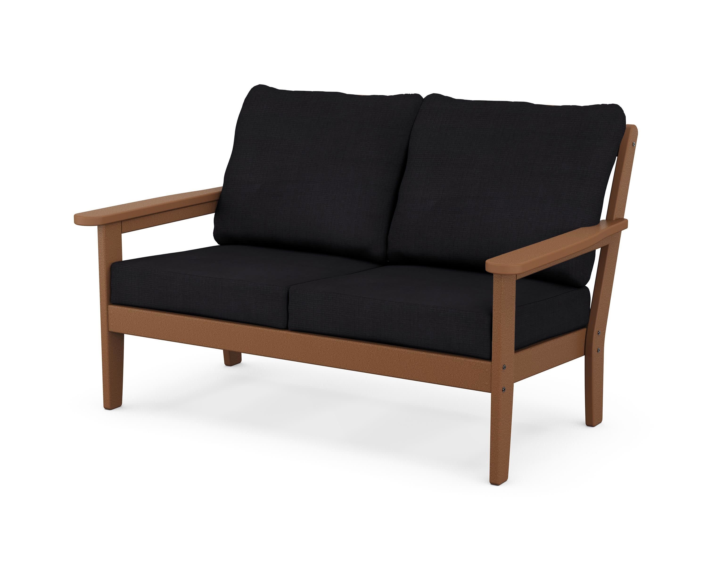 Cottage Deep Seating Loveseat in Teak / Midnight Linen