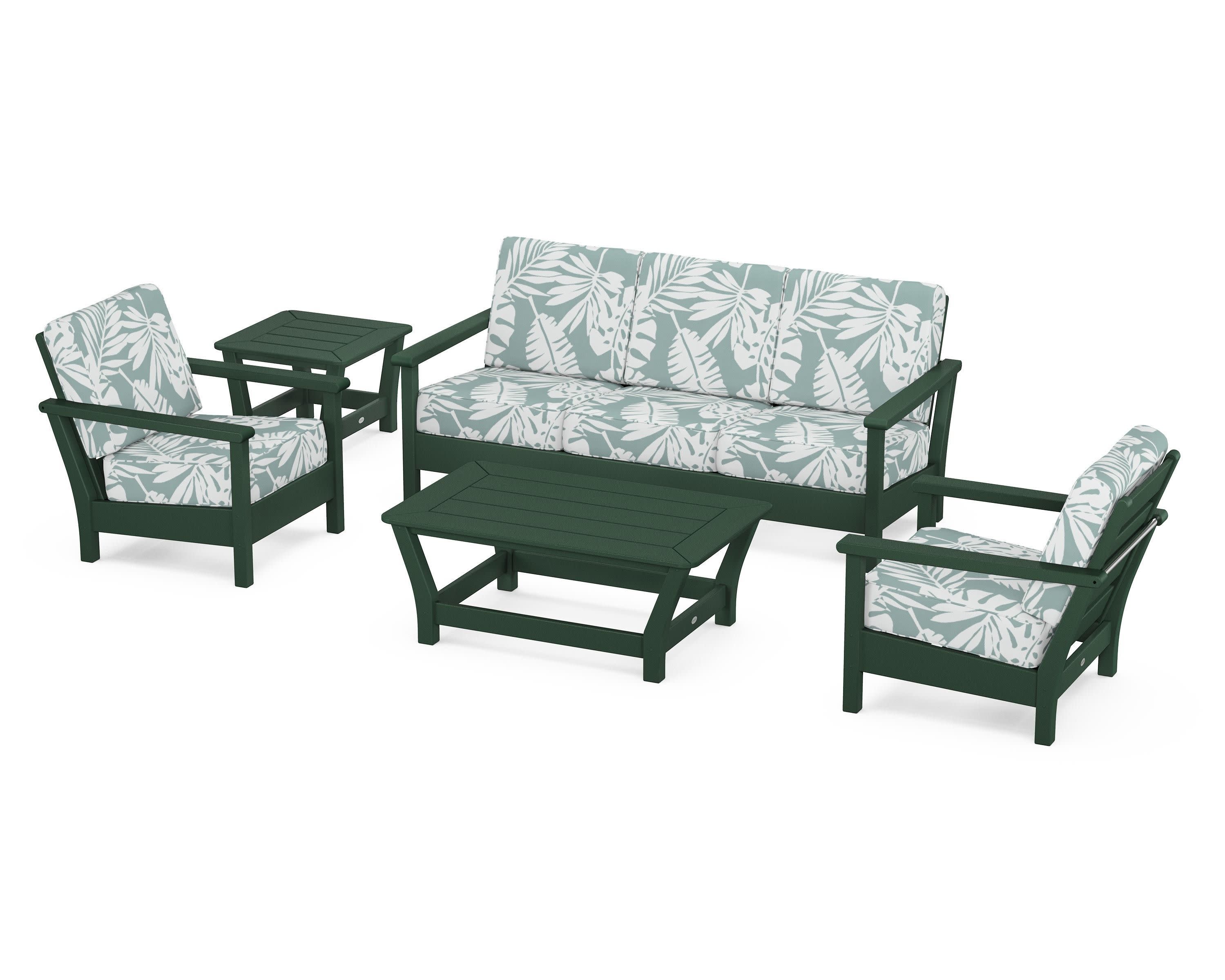 Harbour 5-Piece Deep Seating Set in Green / Leaf Glacier Spa