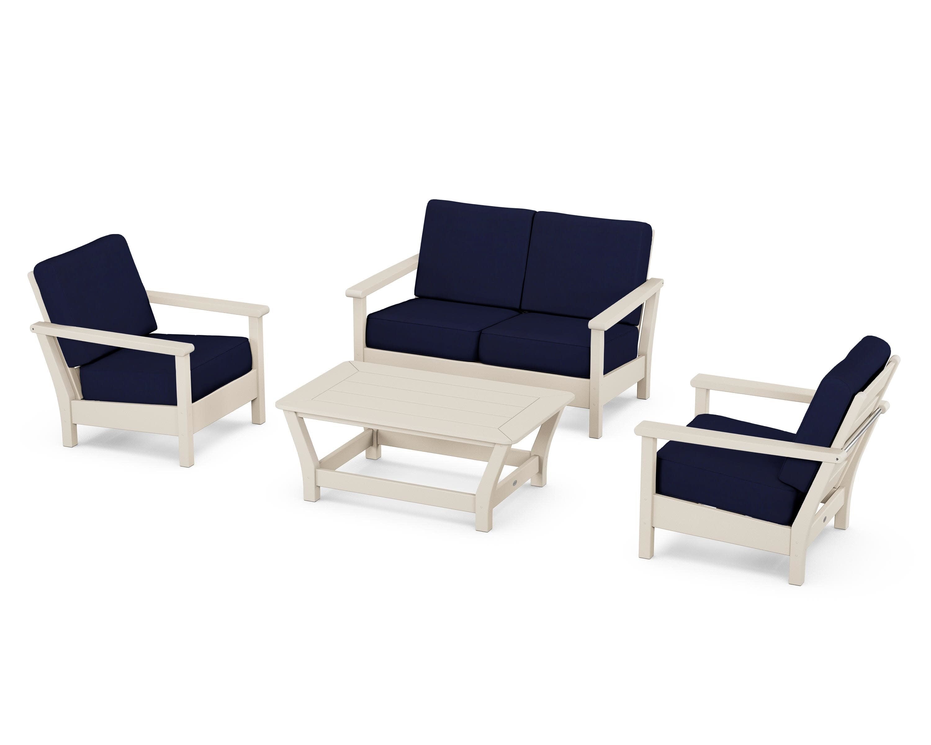 Harbour 4-Piece Deep Seating Set in Sand / Navy