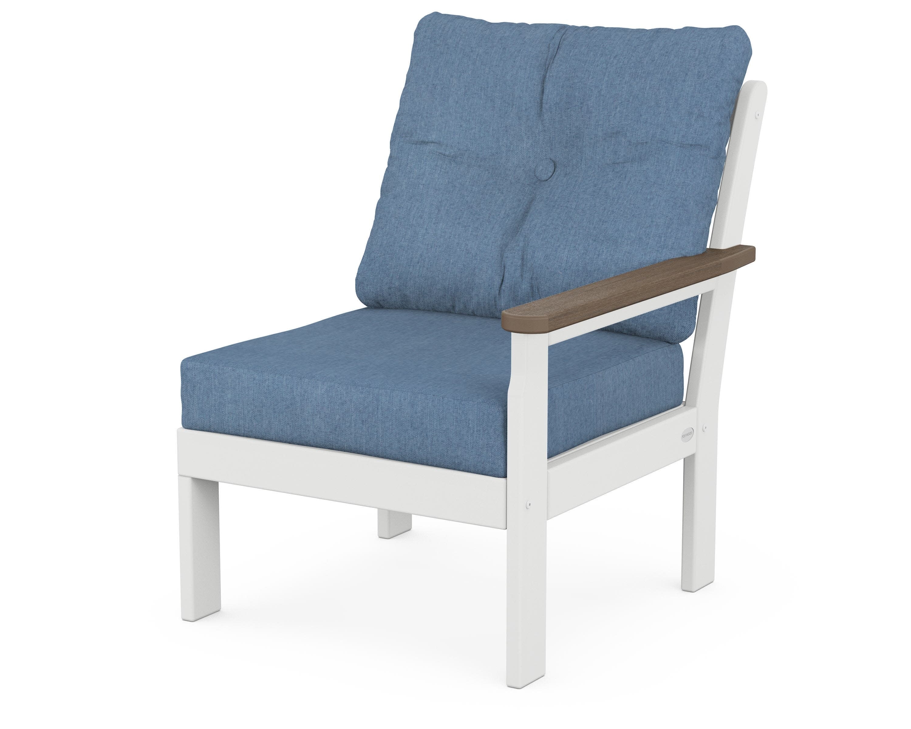 Vineyard Modular Right Arm Chair in White / Kona / Sky Blue