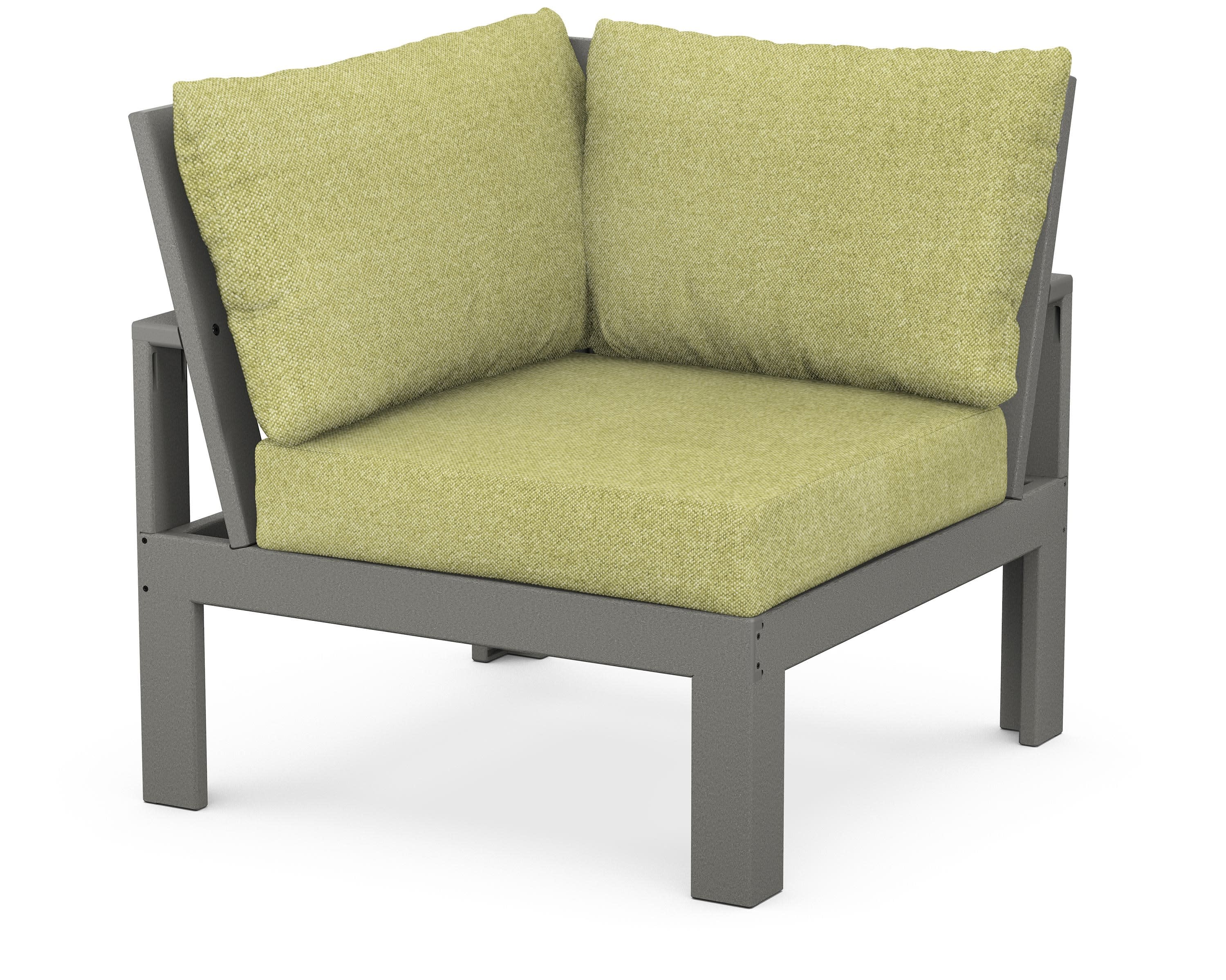 Modular Corner Chair in Slate Grey / Chartreuse Boucle