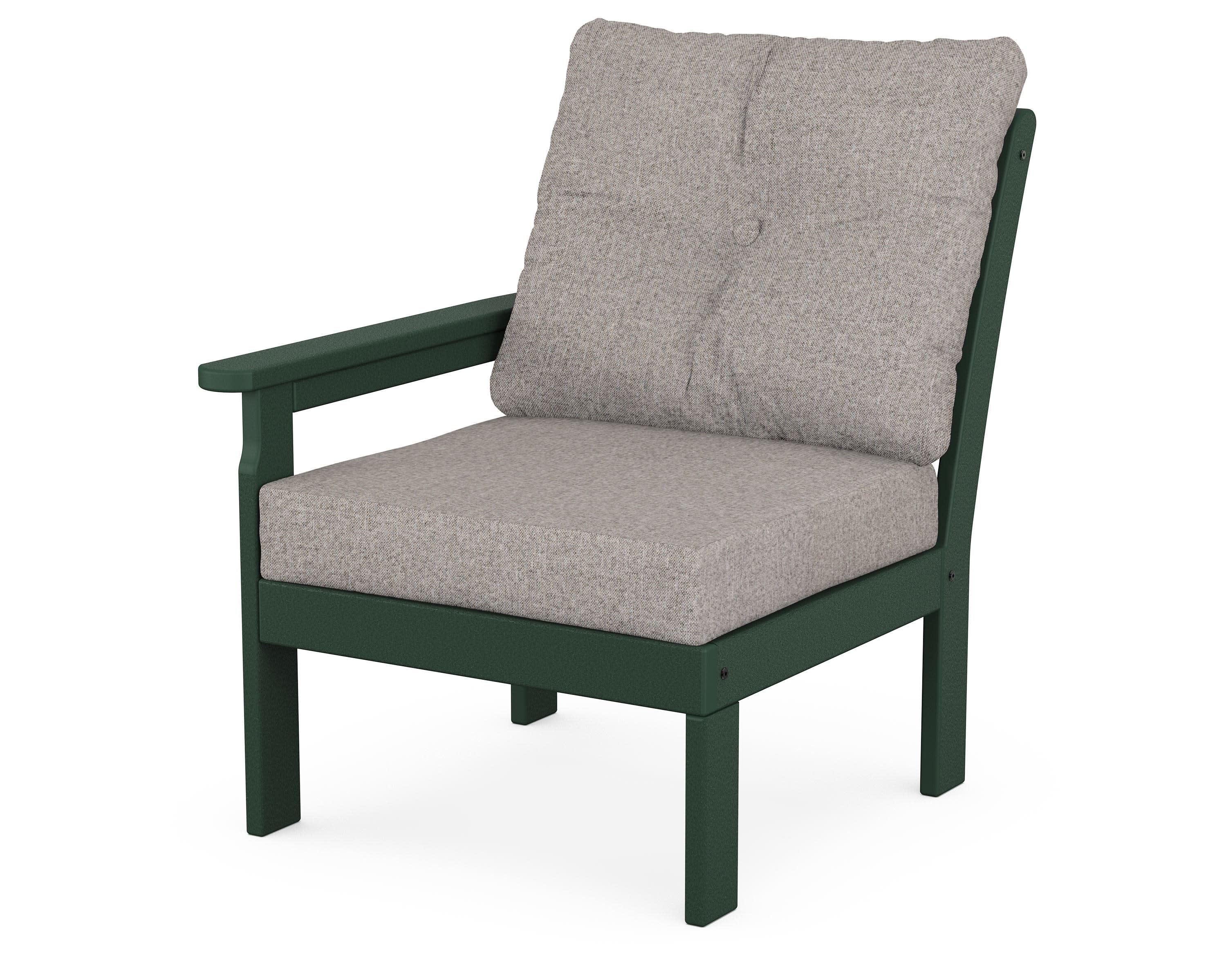Vineyard Modular Left Arm Chair in Green / Weathered Tweed