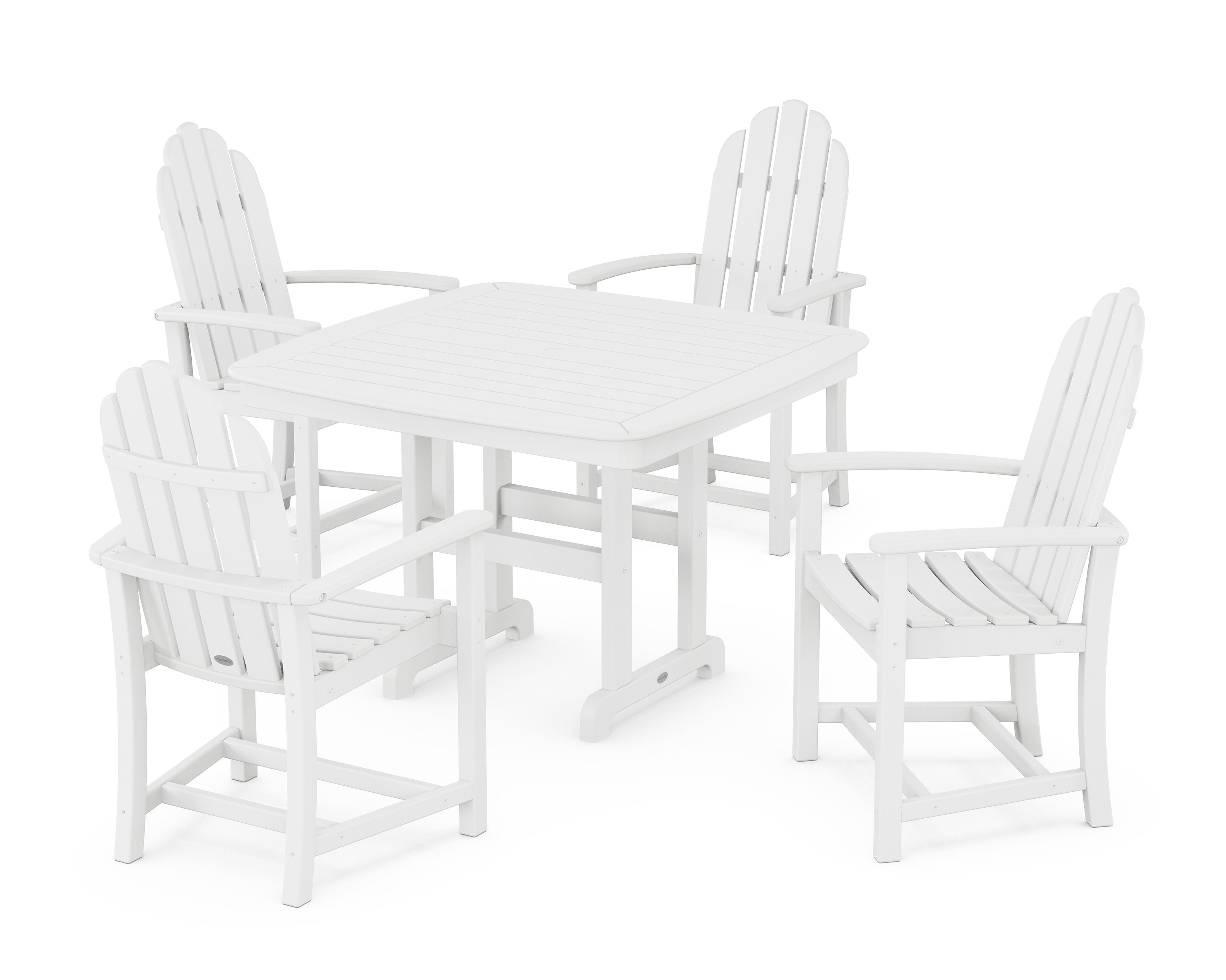 Classic Adirondack 5-Piece Dining Set with Trestle Legs in White