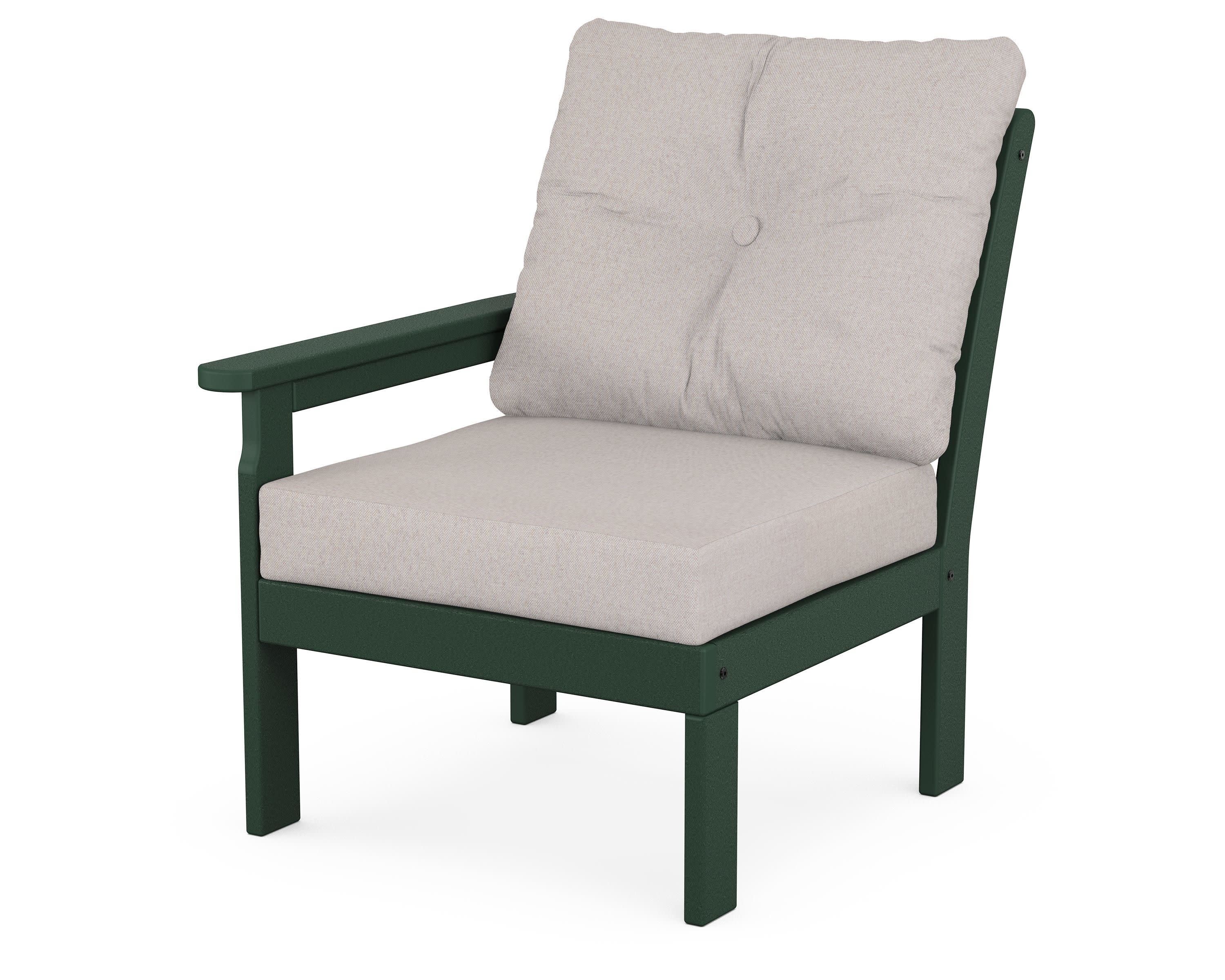 Vineyard Modular Left Arm Chair in Green / Dune Burlap