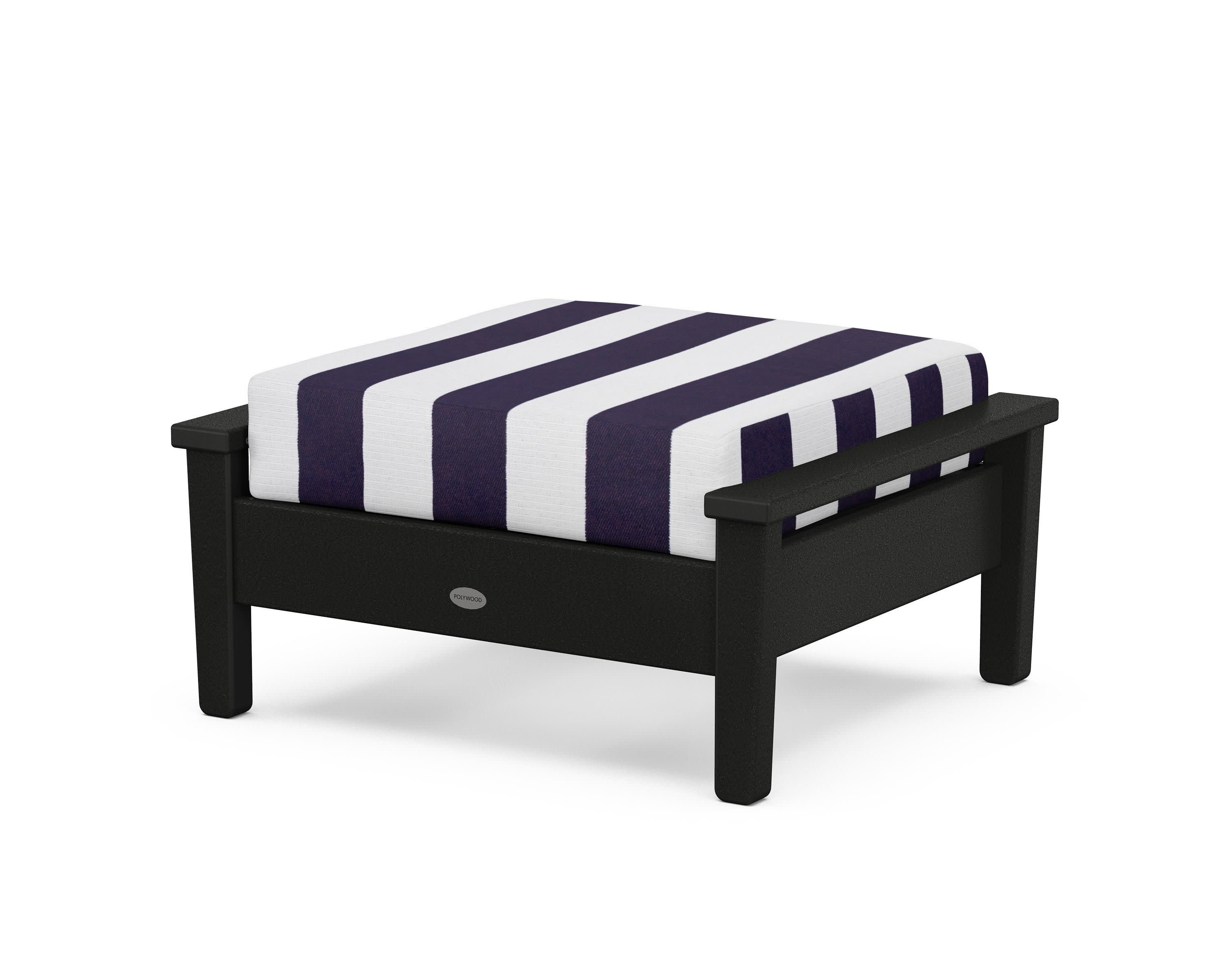 Prescott Deep Seating Ottoman in Black / Cabana Stripe Navy