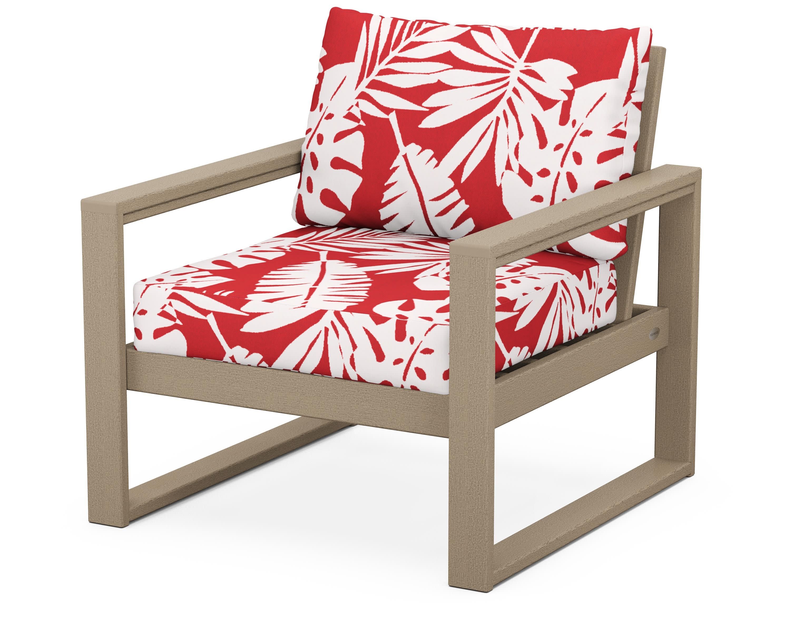 EDGE Club Chair in Vintage Sahara / Leaf Crimson
