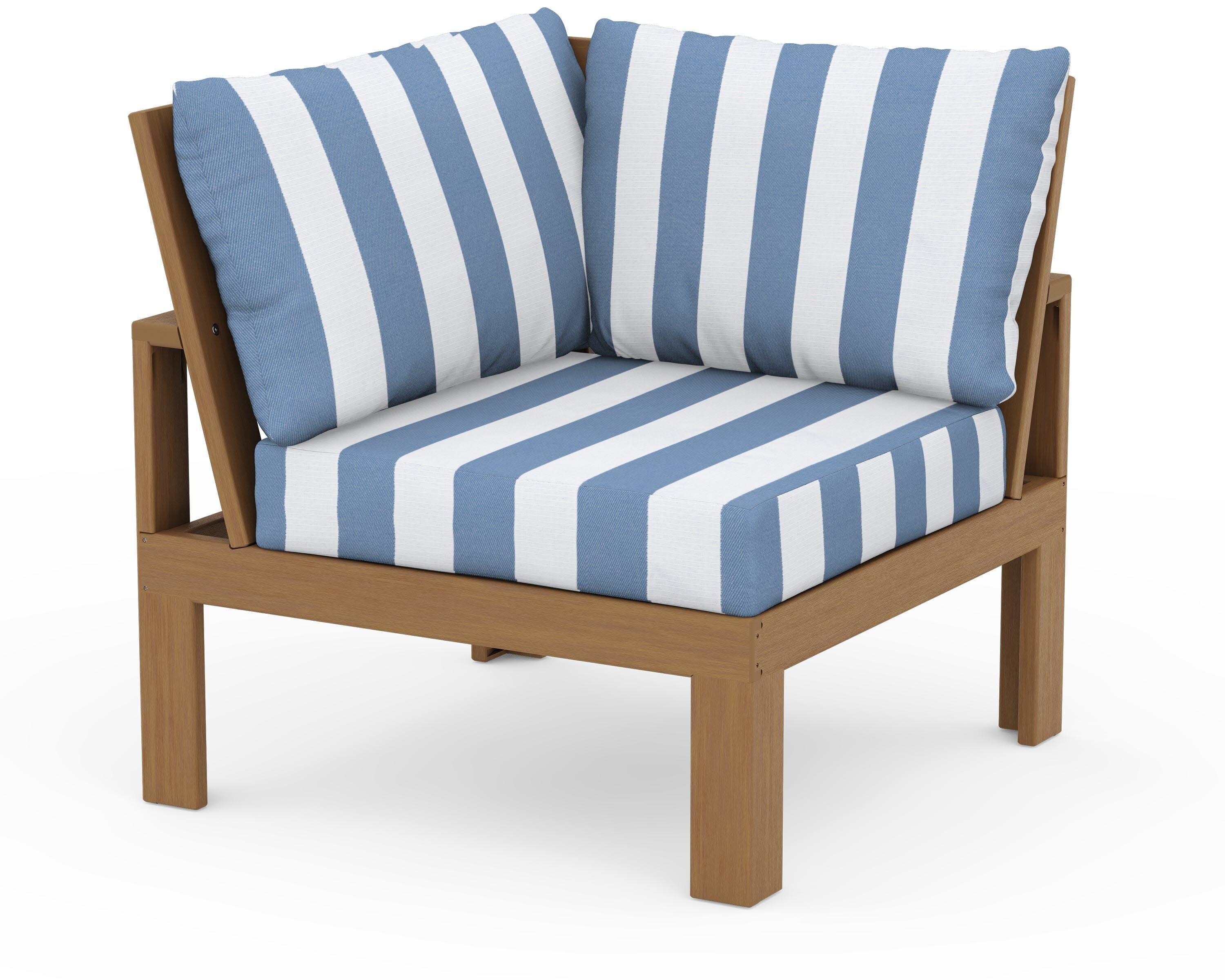 Modular Corner Chair in Natural / Cabana Stripe Sky Blue