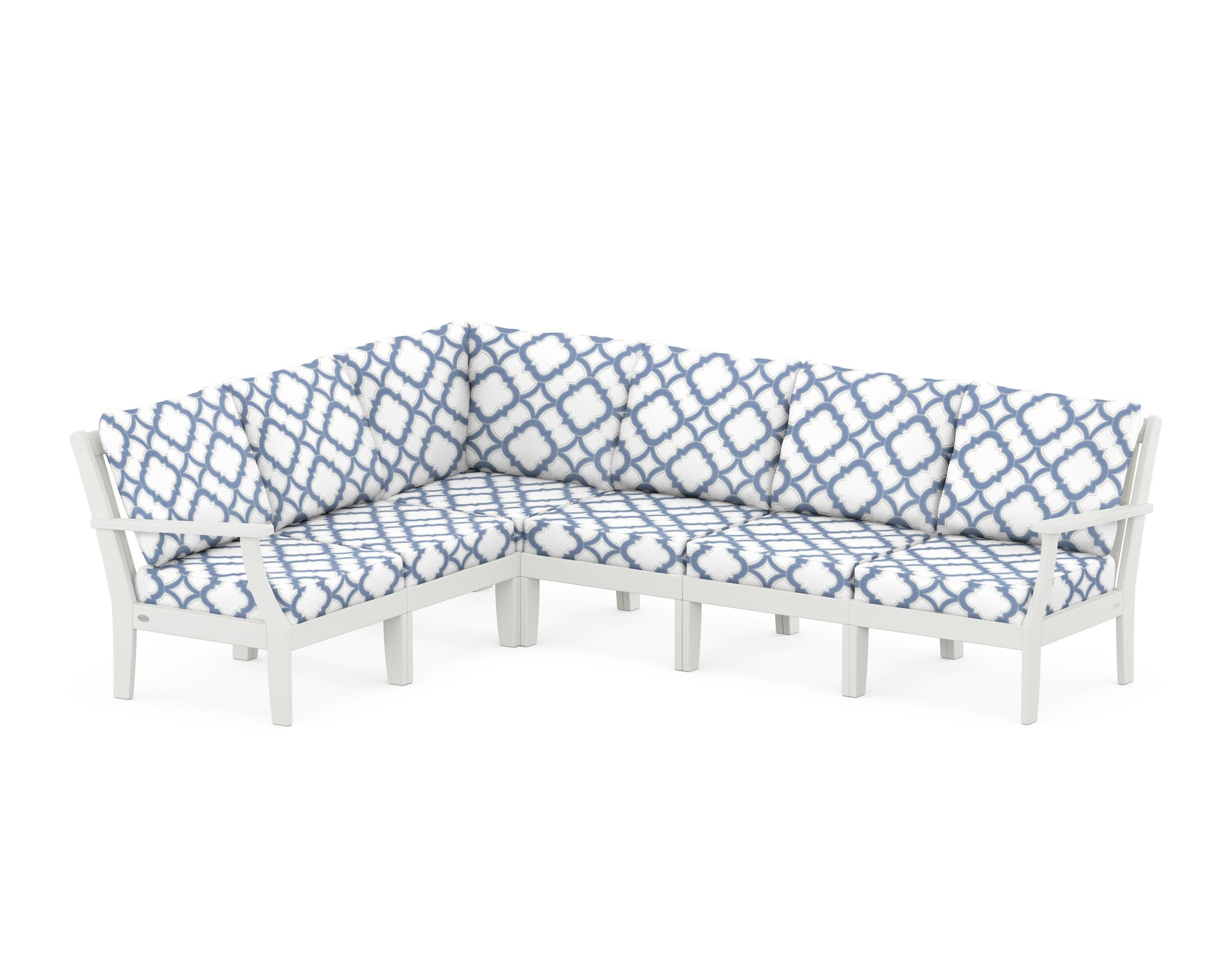 Braxton Modular 6-Piece Deep Seating Set in Vintage White / Trellis Sky Blue