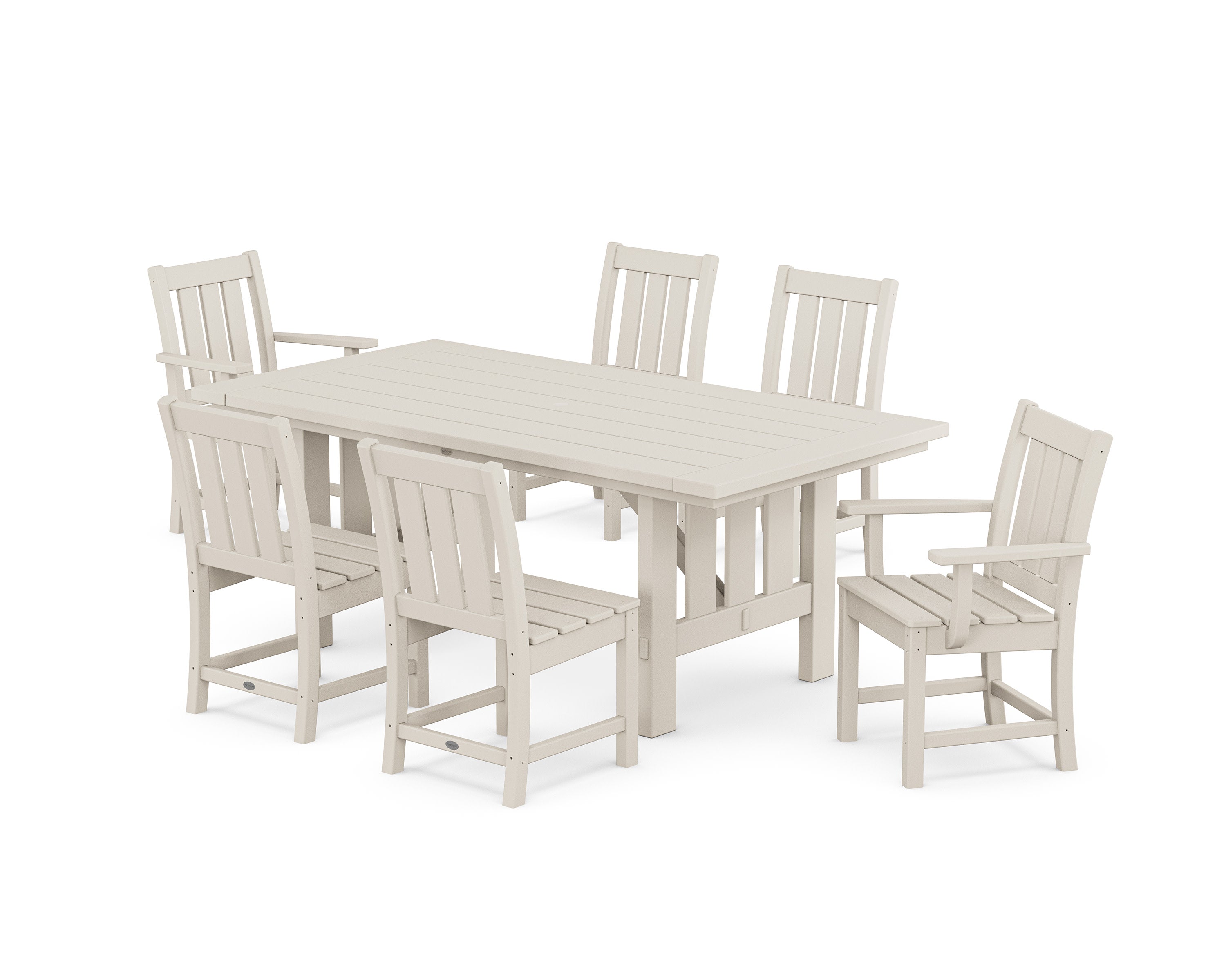 Oxford 7-Piece Dining Set with Mission Table in Sand