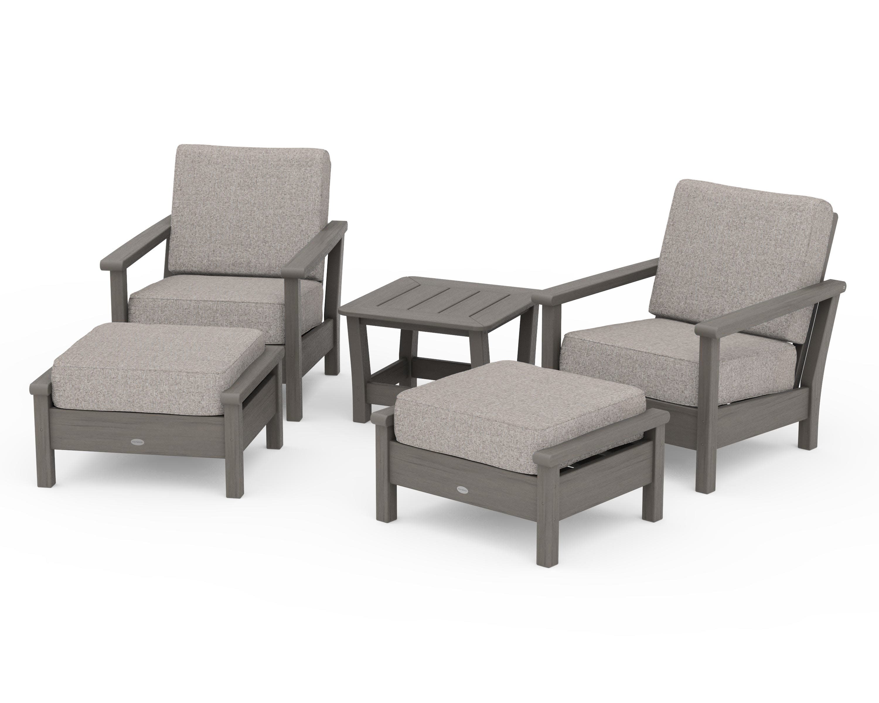 Harbour 5-Piece Deep Seating Chair Set in Driftwood / Weathered Tweed