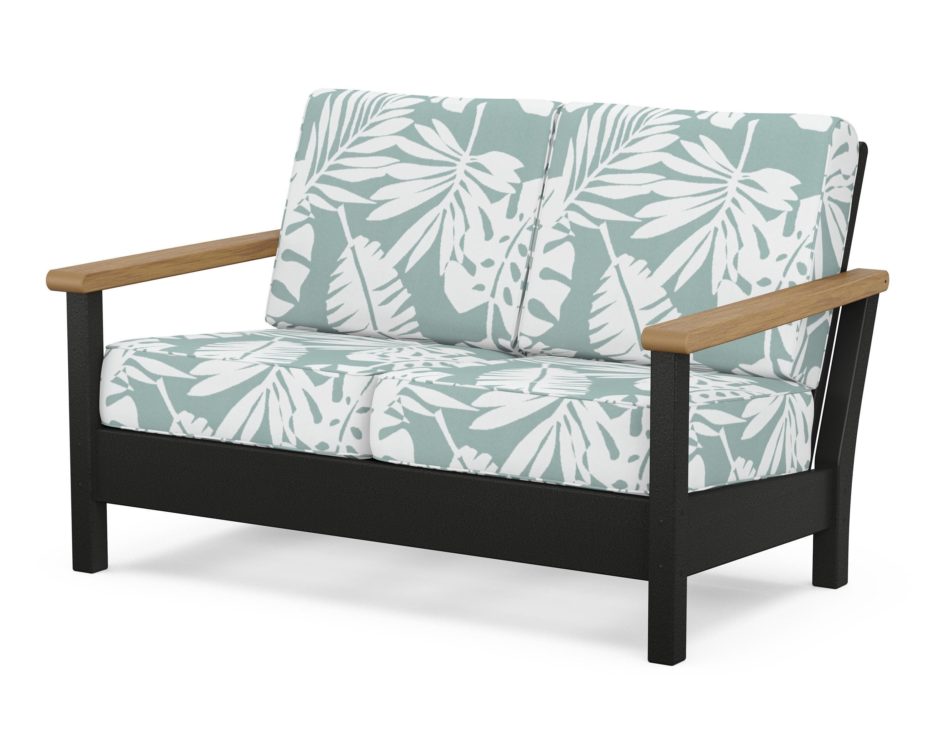 Harbour Deep Seating Loveseat in Black / Natural / Leaf Glacier Spa