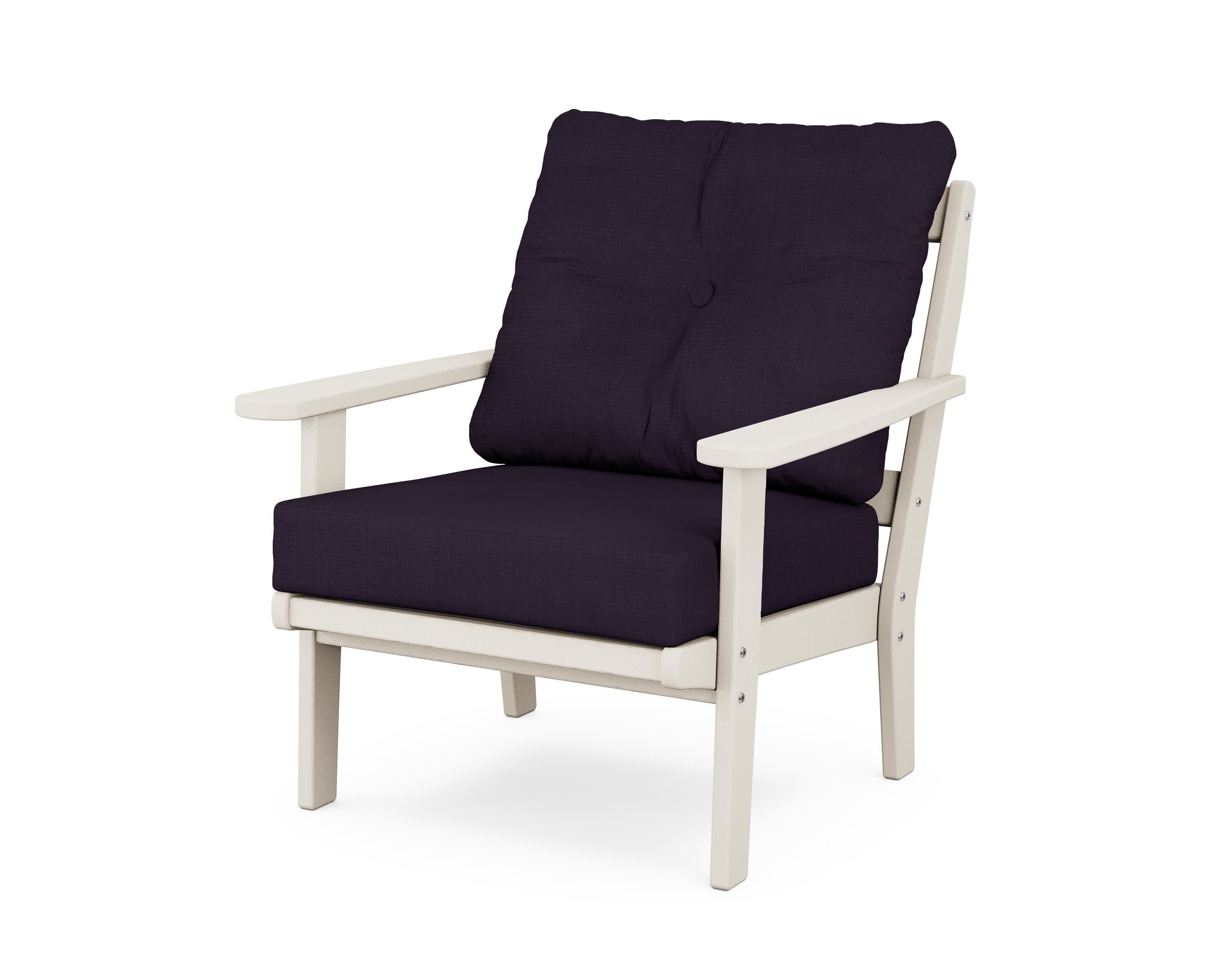 Mission Deep Seating Chair in Sand / Navy Linen