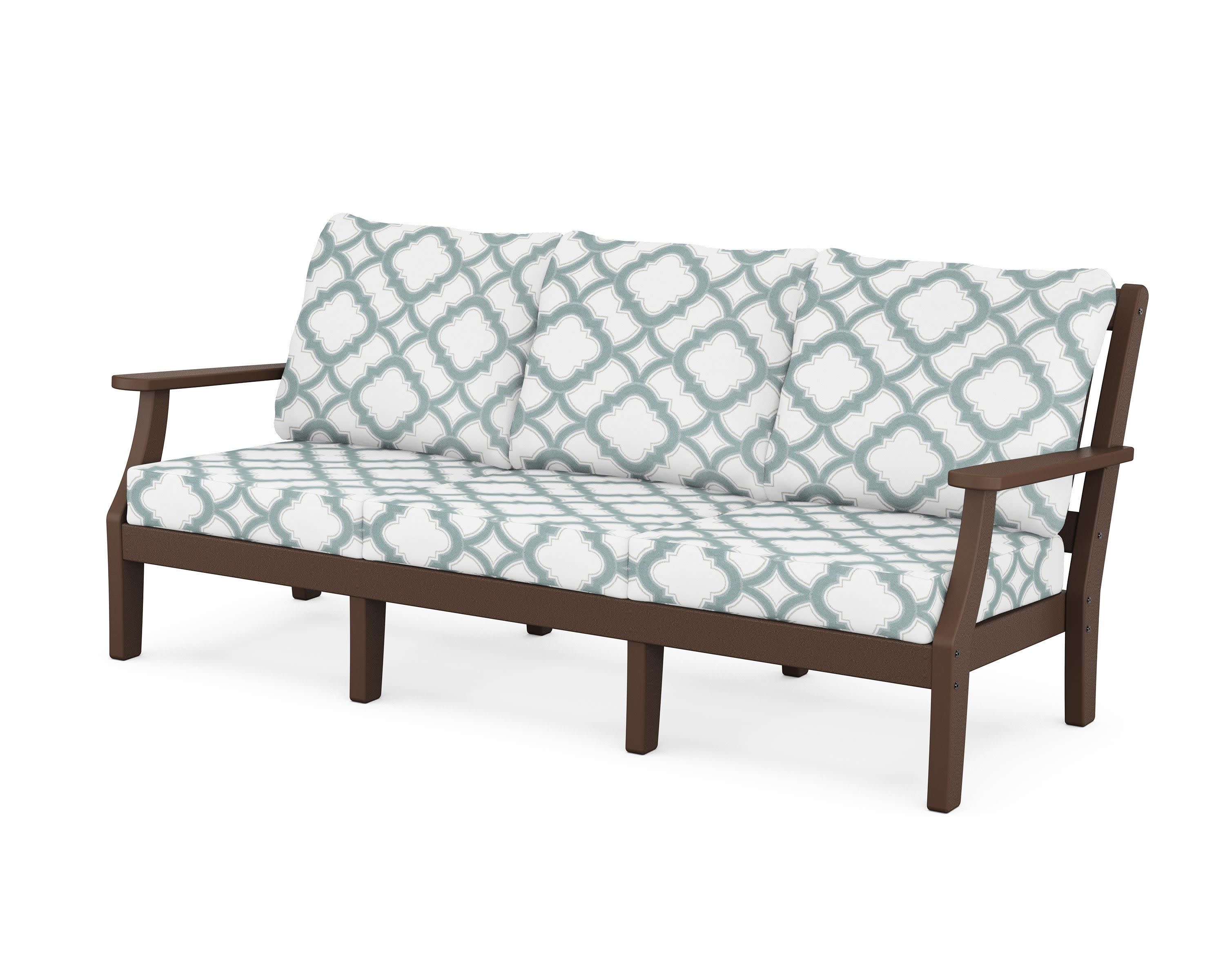 Chinoiserie Deep Seating Sofa in Mahogany / Trellis Glacier Spa
