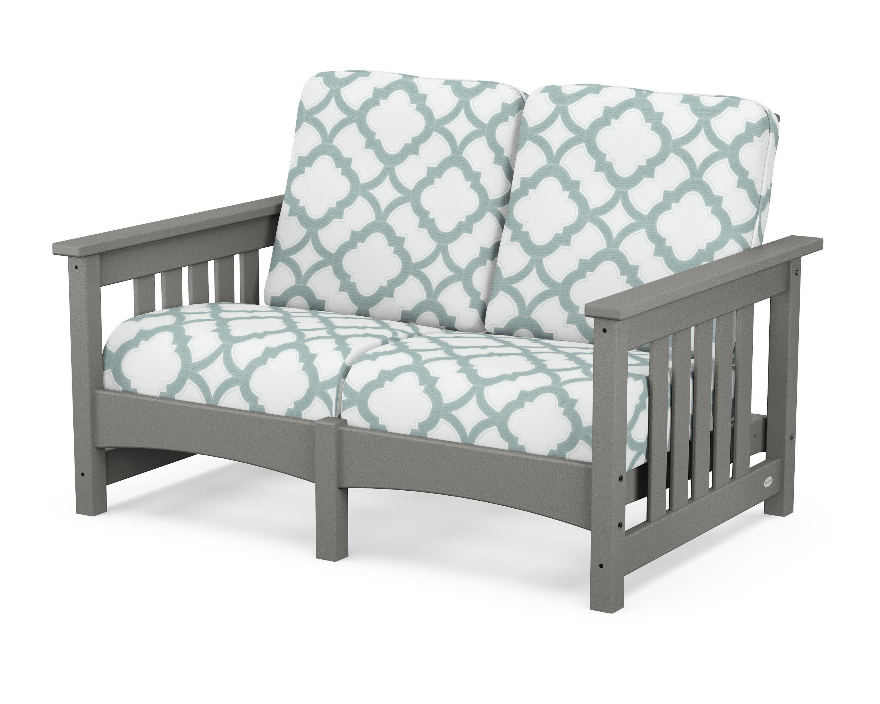 Club Mission Loveseat in Slate Grey / Trellis Glacier Spa