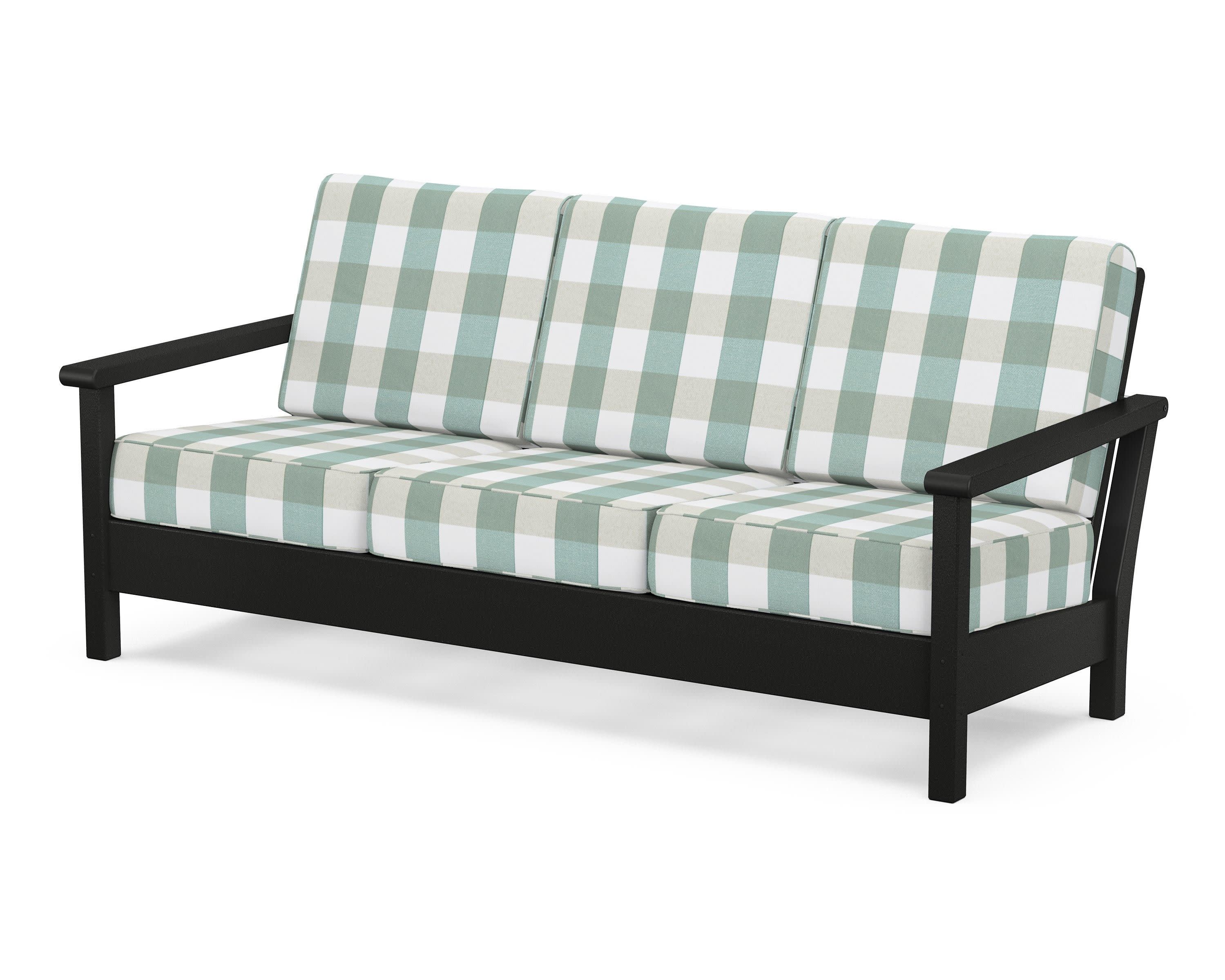 Harbour Deep Seating Sofa in Black / Buffalo Plaid Glacier Spa