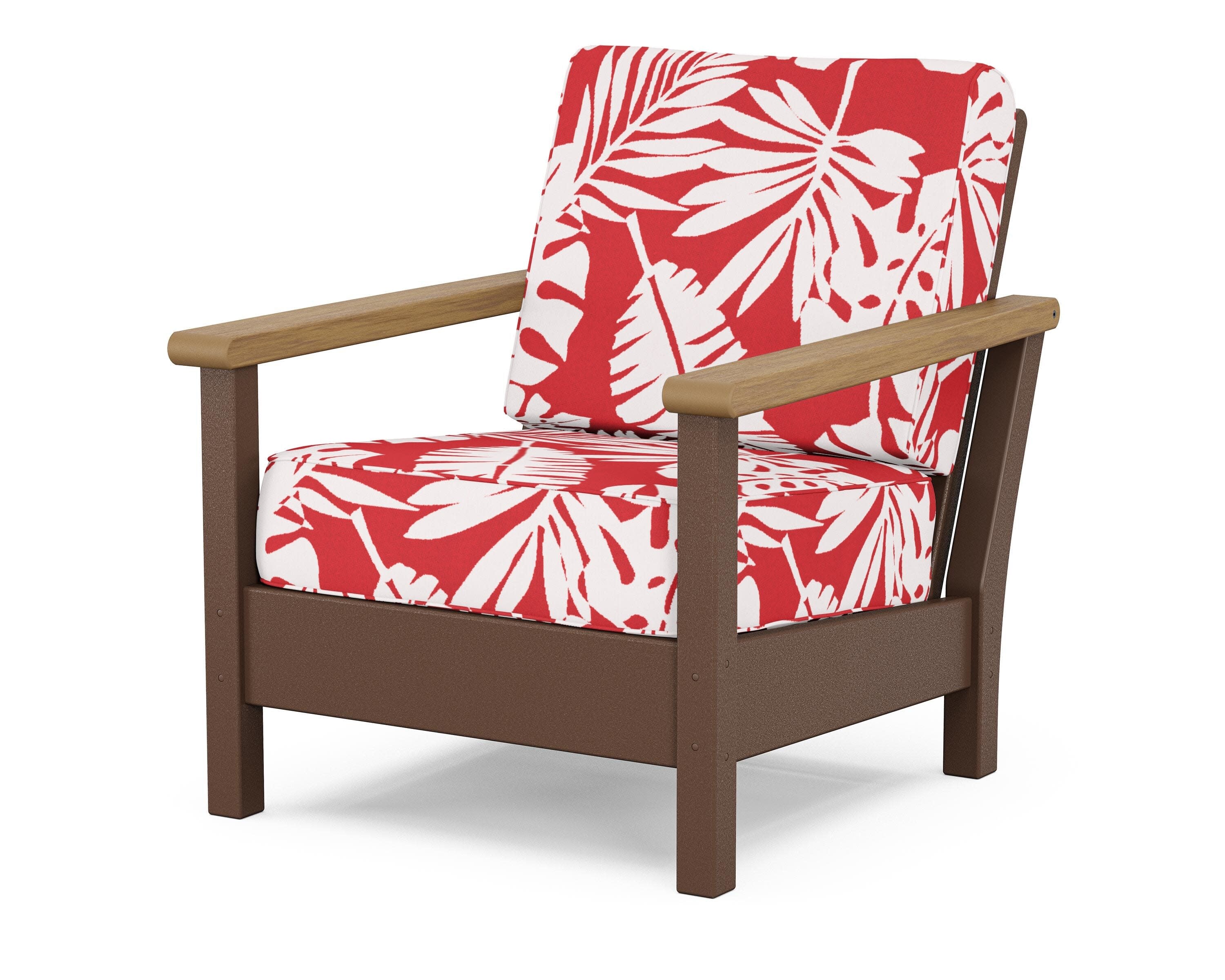 Harbour Deep Seating Chair in Mahogany / Natural / Leaf Crimson