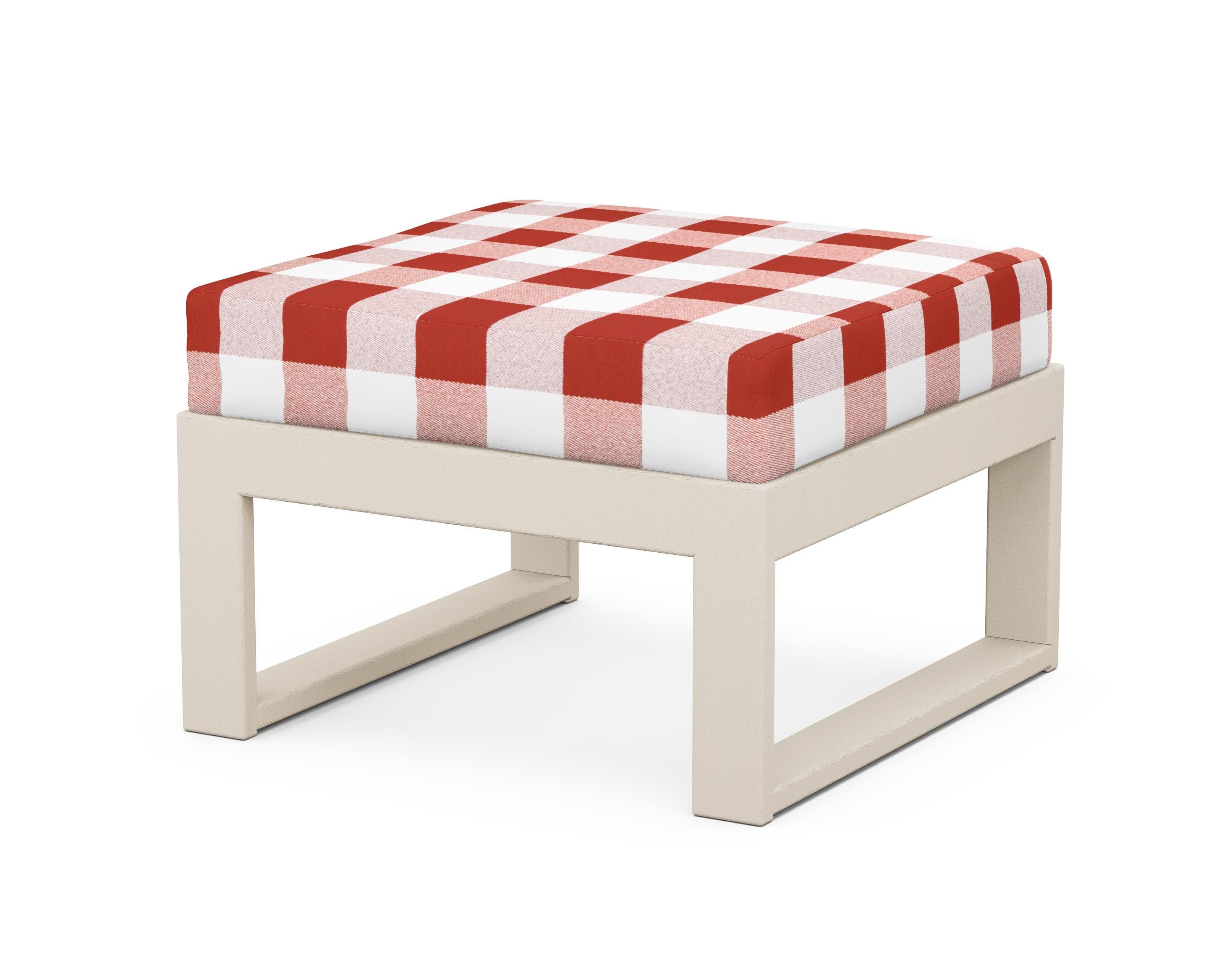 Modular Ottoman - Modern in Sand / Buffalo Plaid Crimson