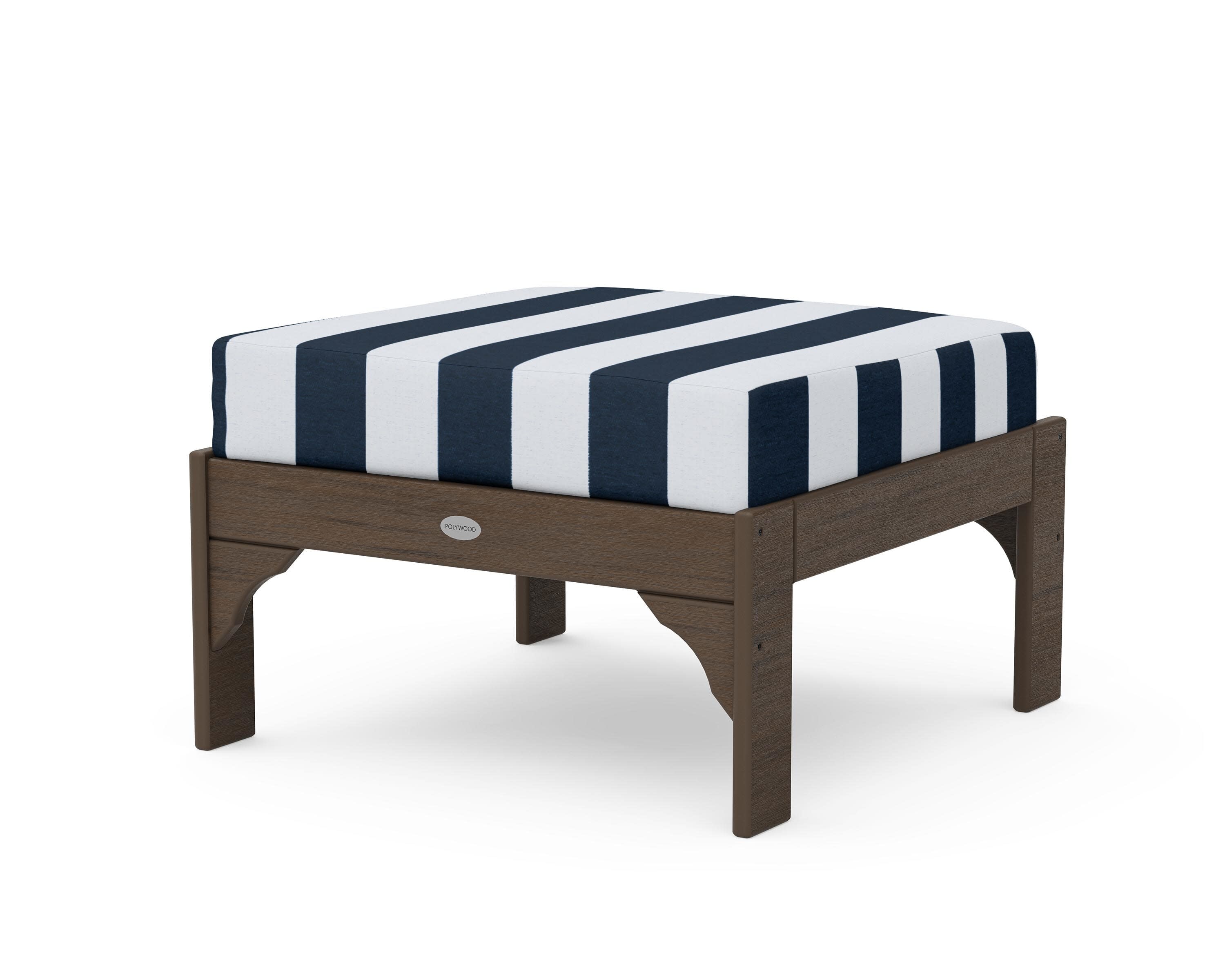 Vineyard Deep Seating Ottoman in Kona / Cabana Stripe Marine Indigo