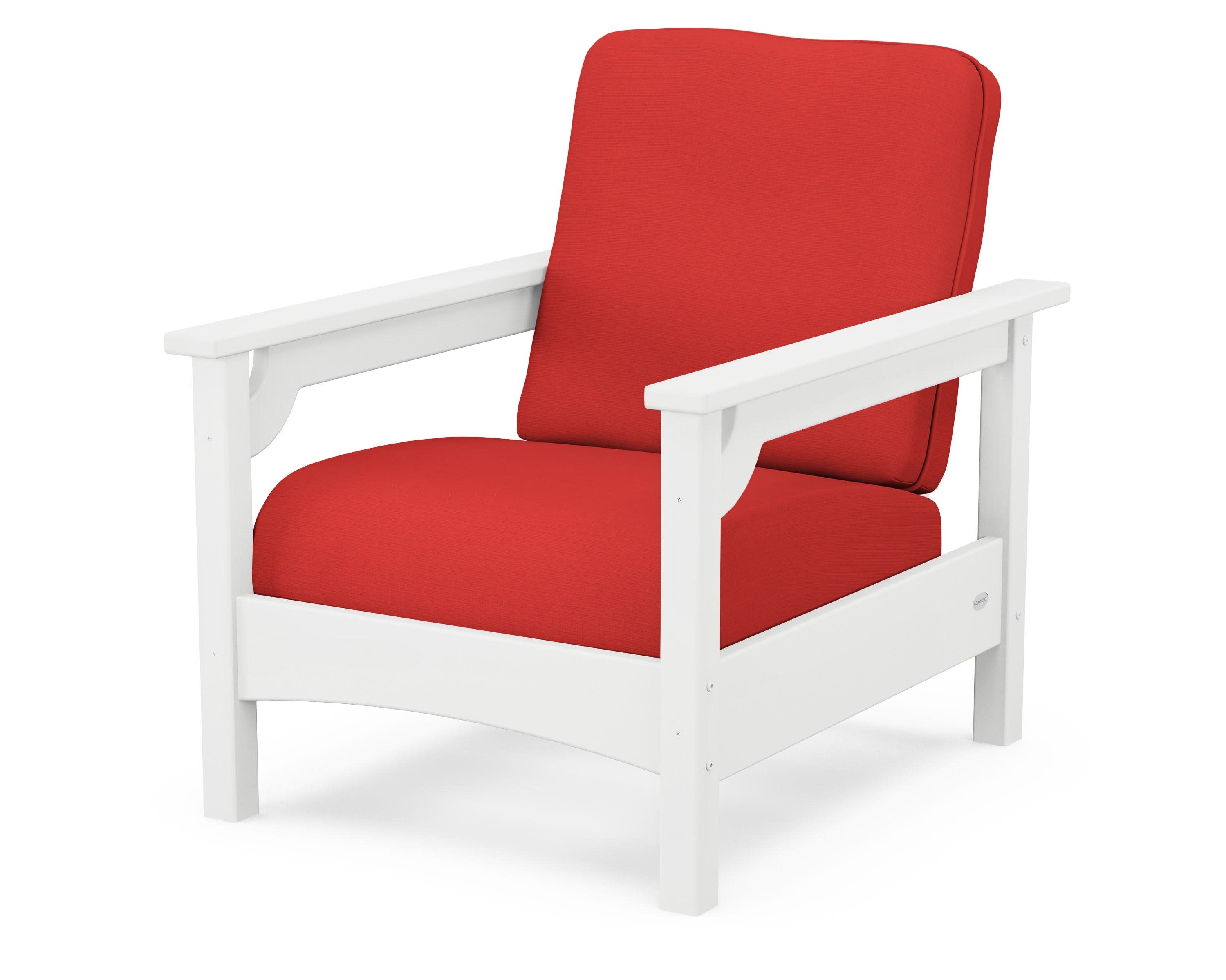 Club Chair in White / Crimson Linen