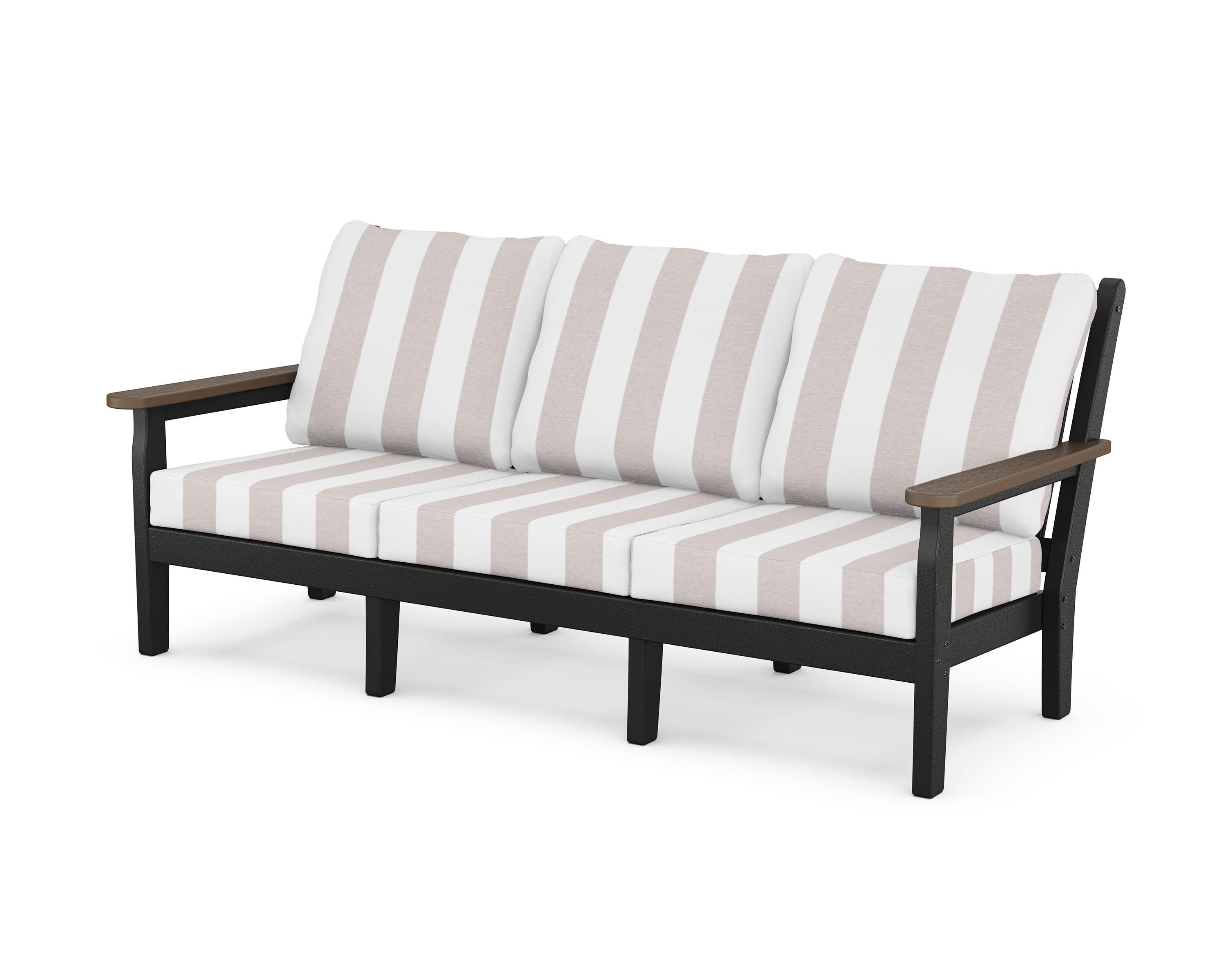 Chippendale Deep Seating Sofa in Black / Kona / Cabana Stripe Dune Burlap