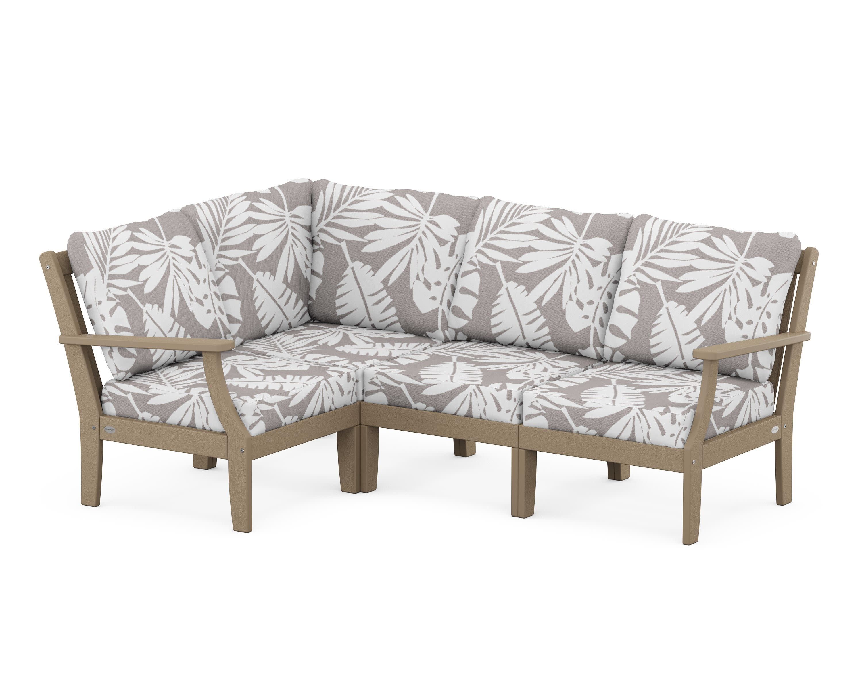 Braxton Modular 4-Piece Deep Seating Set in Vintage Sahara / Leaf Grey Mist