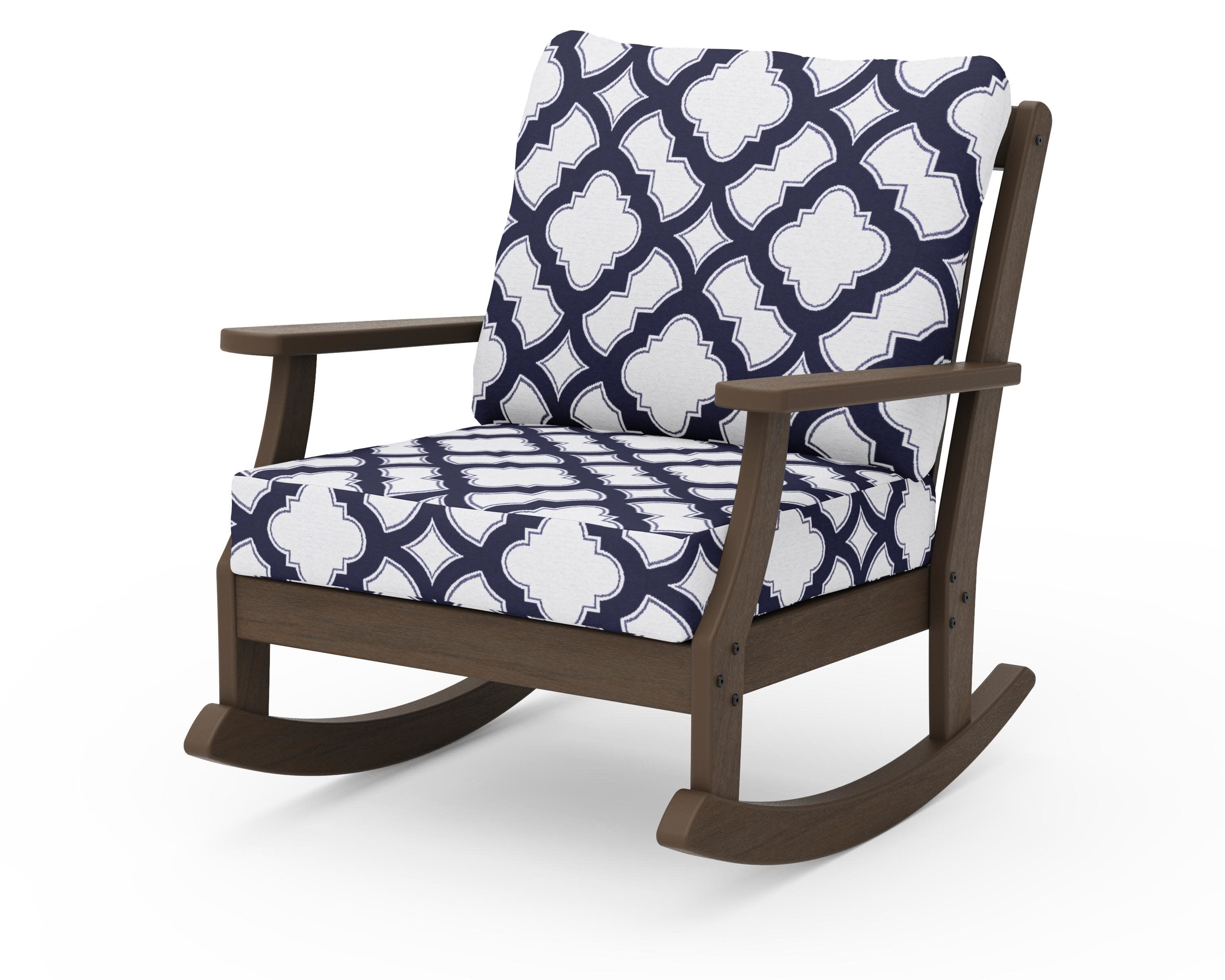 Braxton Deep Seating Rocking Chair in Kona / Trellis Navy