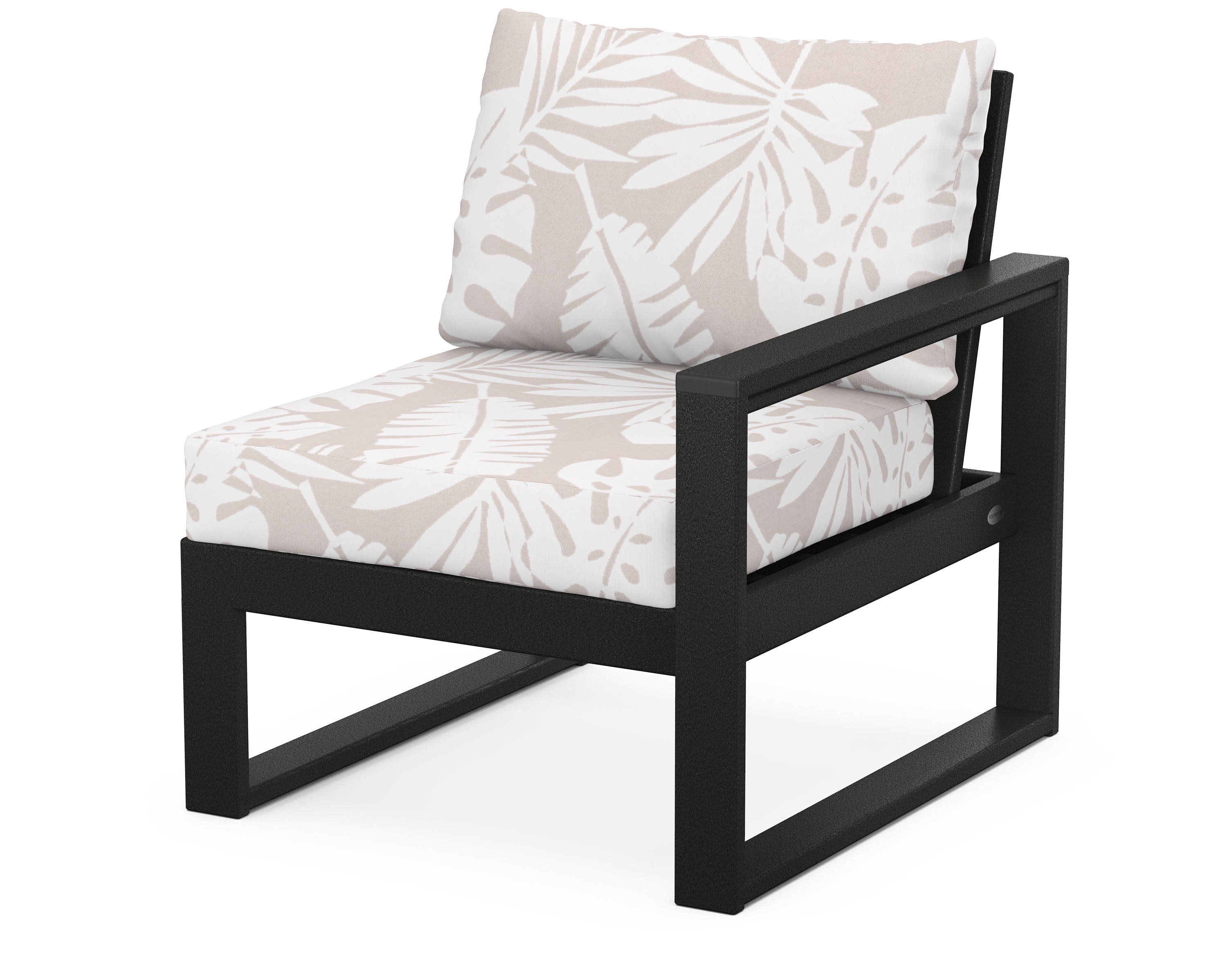 EDGE Modular Right Arm Chair in Black / Leaf Dune Burlap