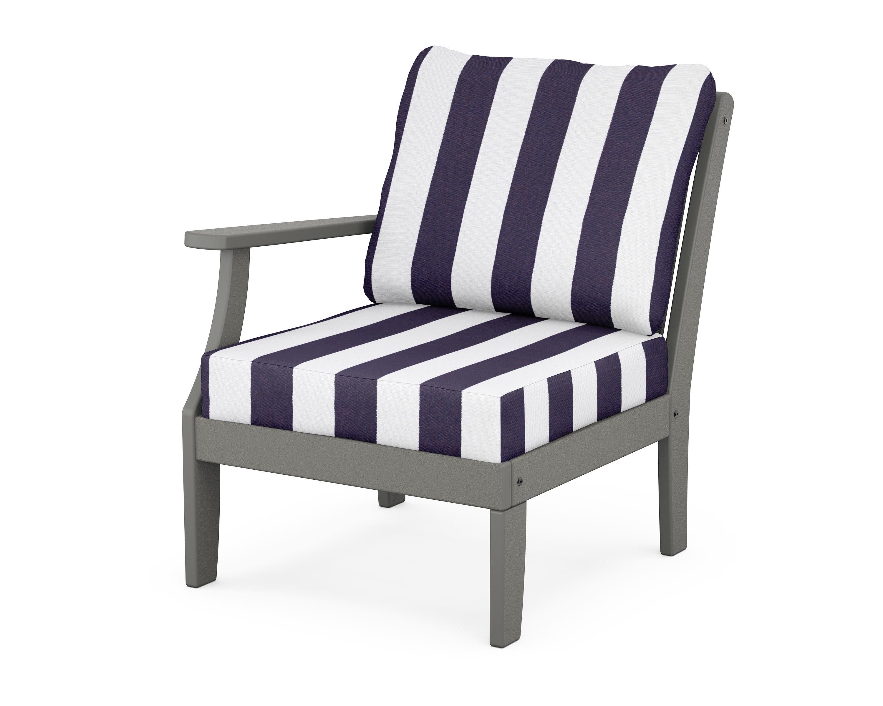 Braxton Modular Left Arm Chair in Slate Grey / Cabana Stripe Navy