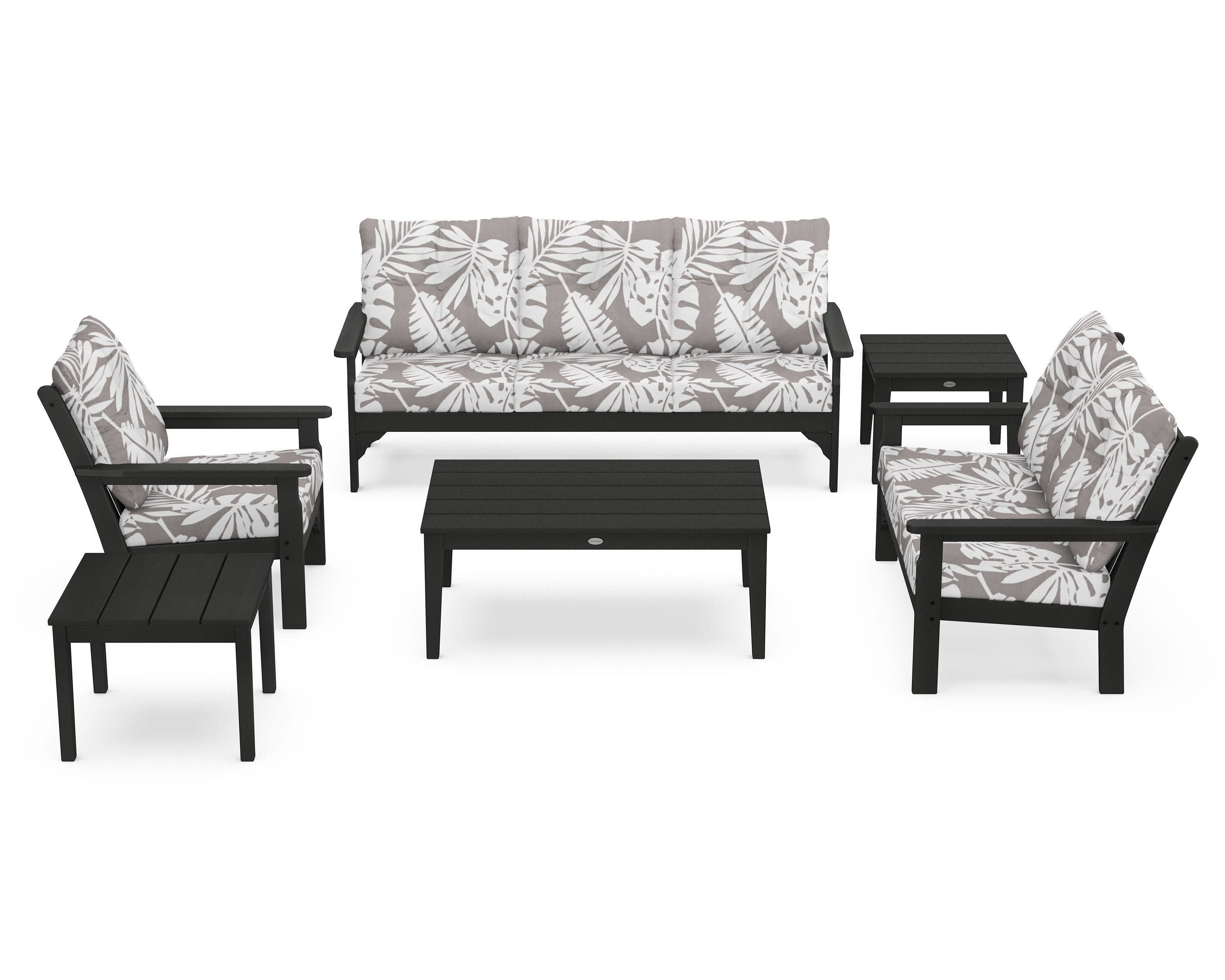 Vineyard 6-Piece Deep Seating Set in Green / Leaf Grey Mist