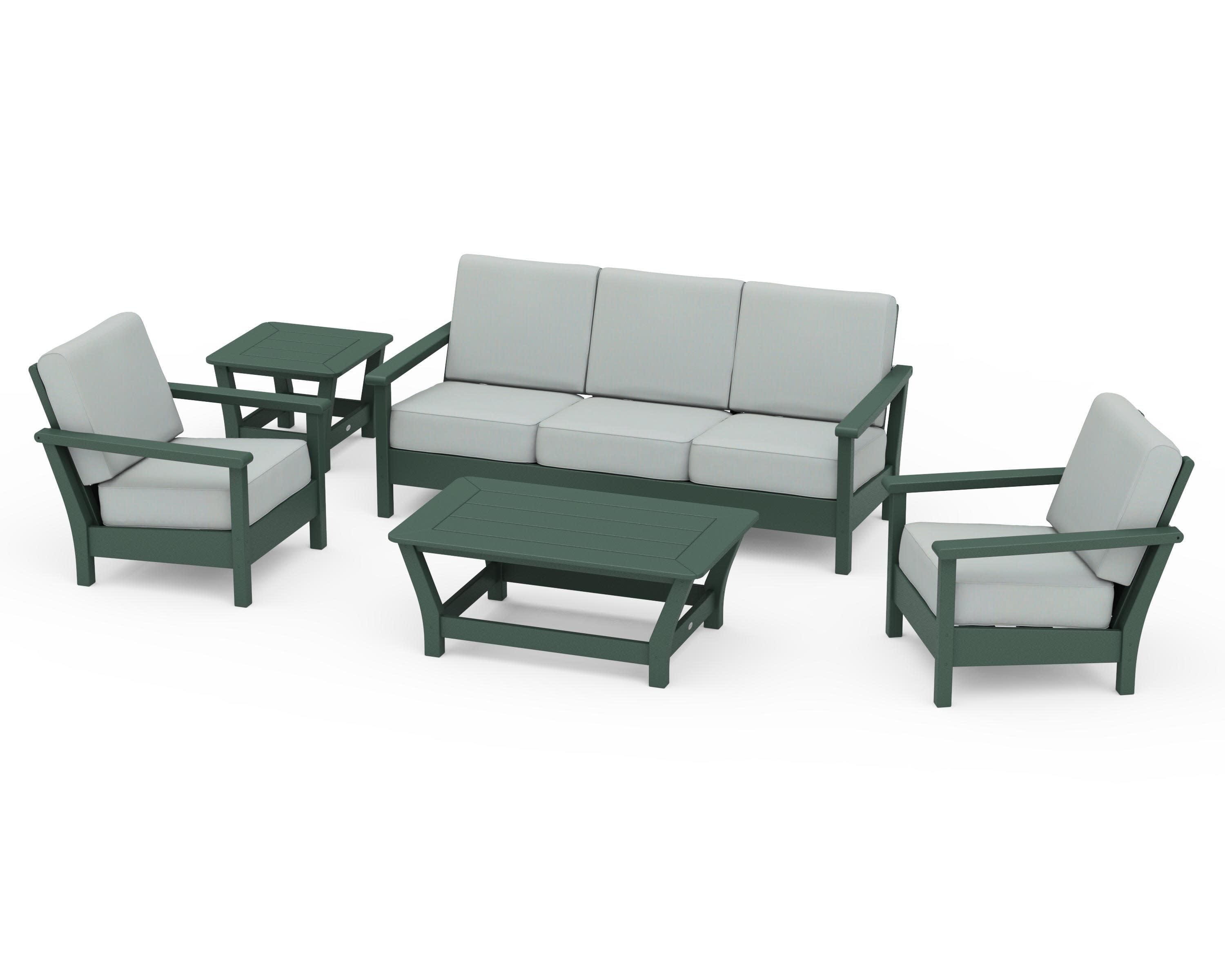 Harbour 5-Piece Deep Seating Set in Green / Spa