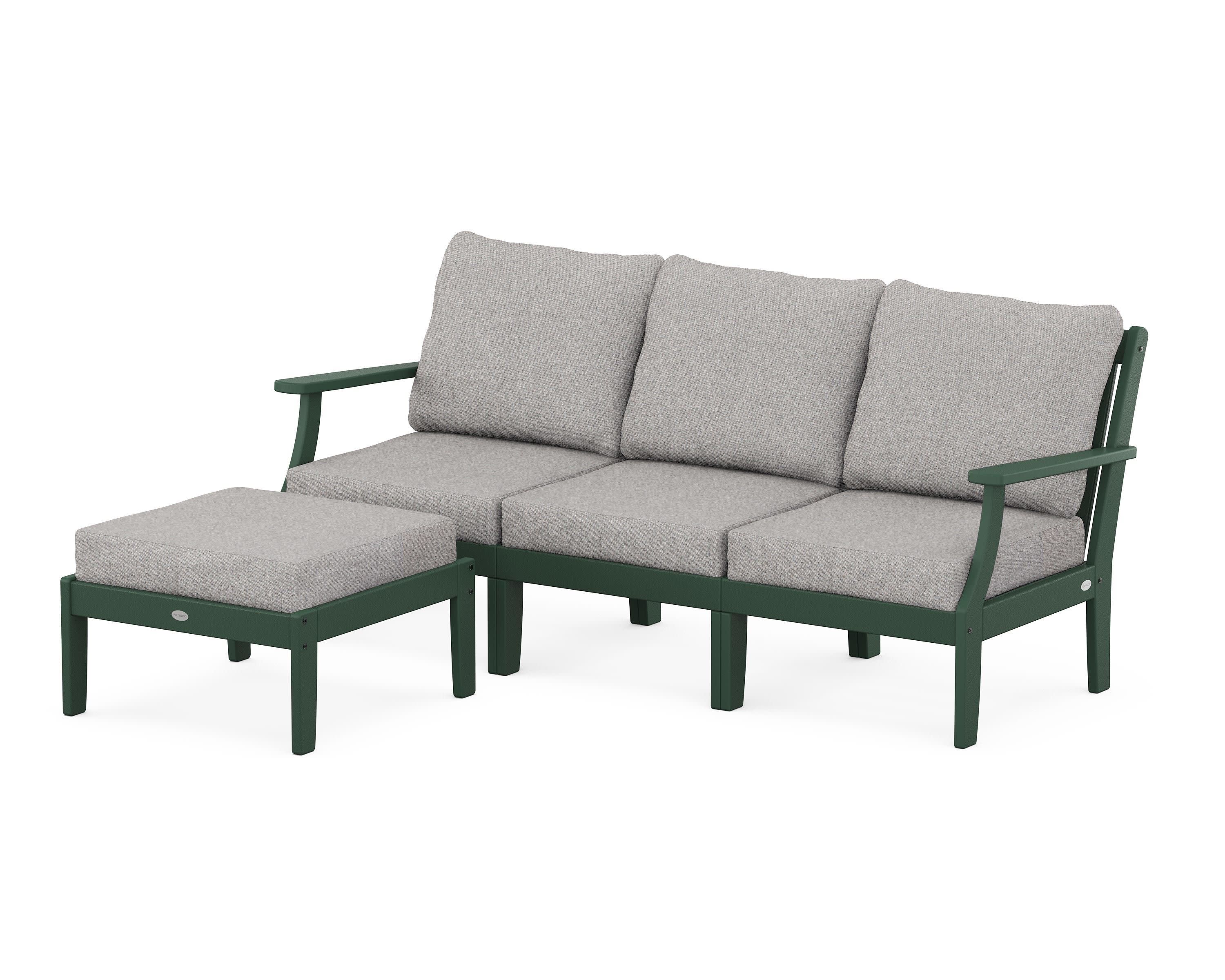 Braxton Modular 4-Piece Deep Seating Set with Ottoman in Green / Grey Mist