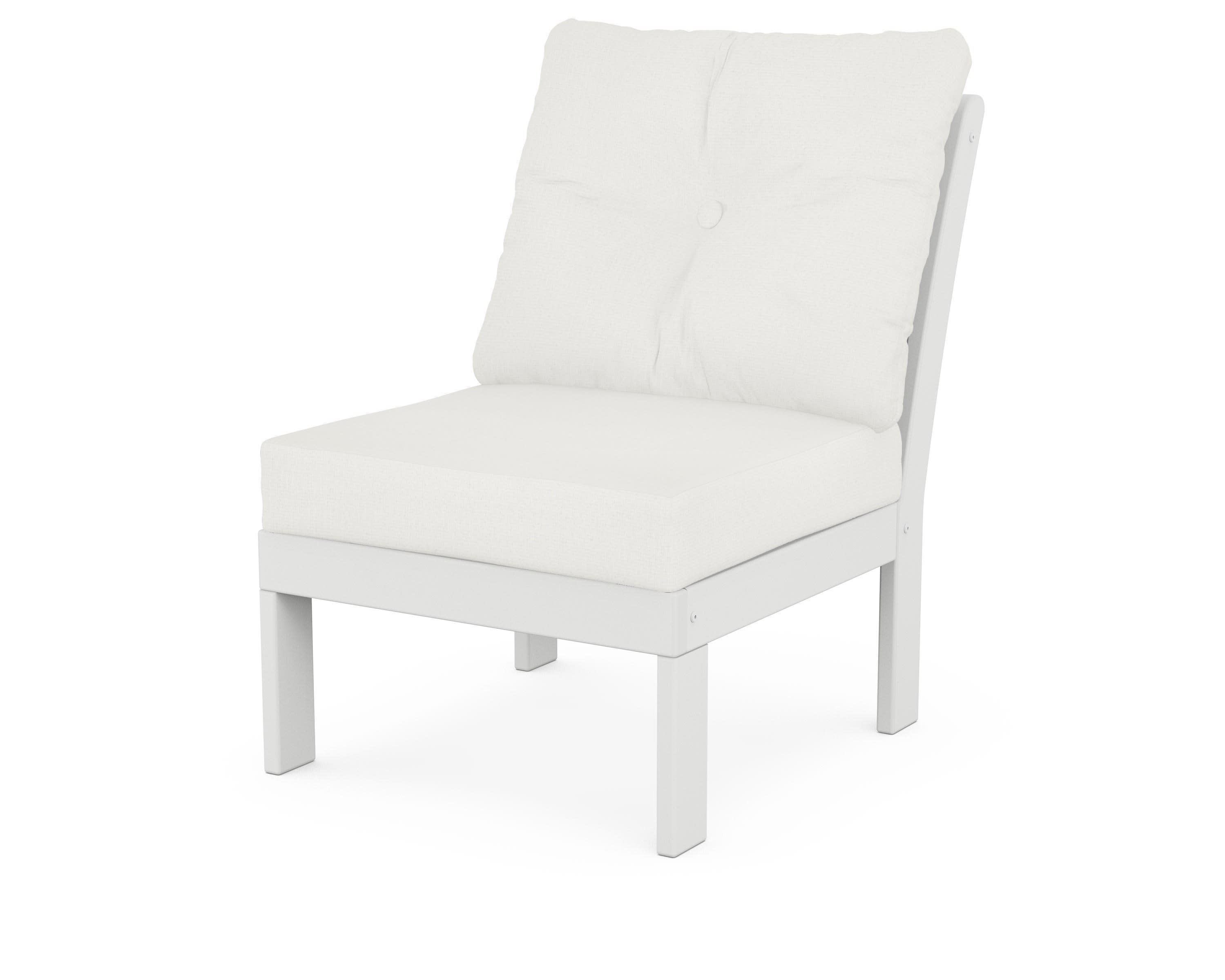 Vineyard Modular Armless Chair in White / Natural Linen