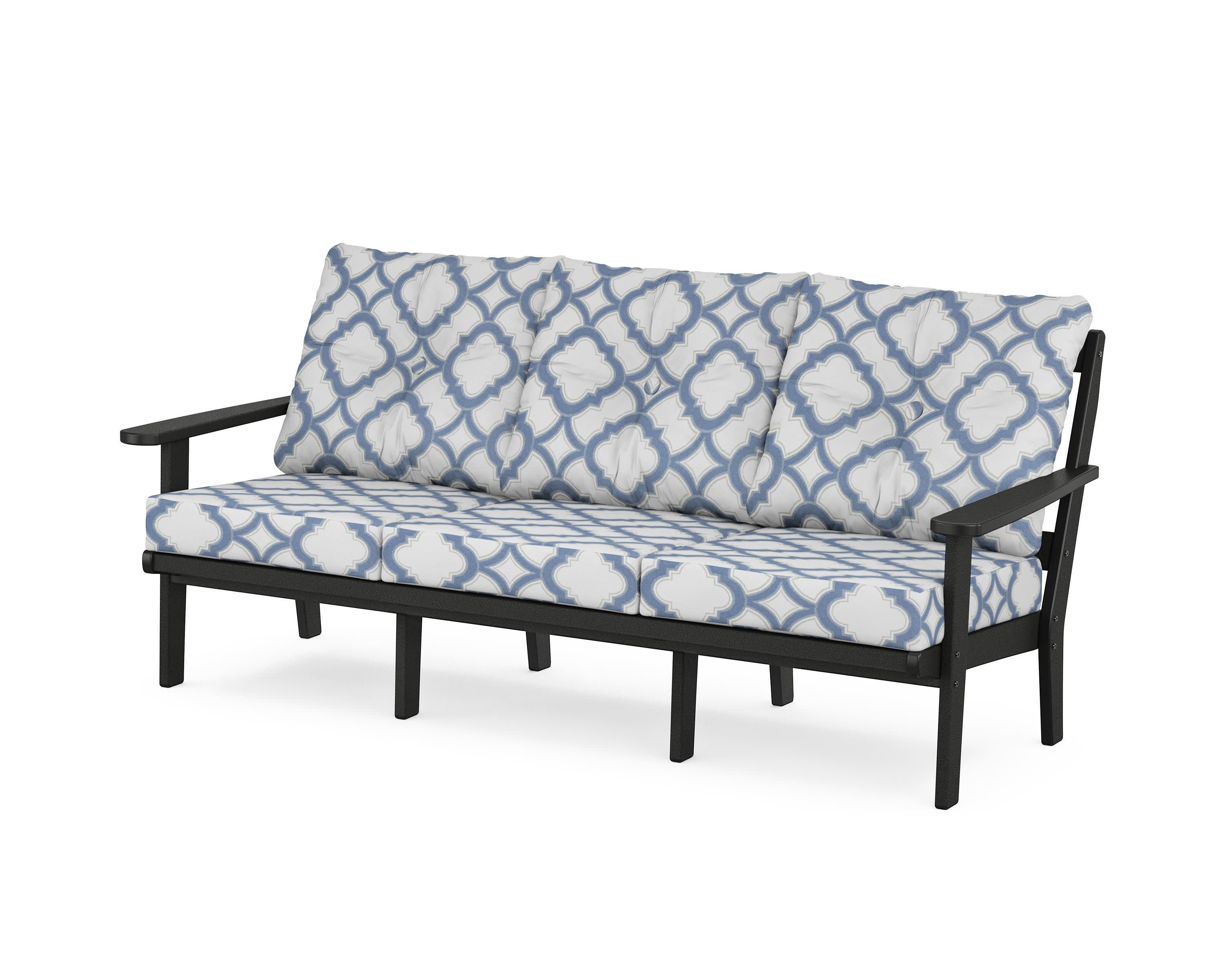 Mission Deep Seating Sofa in Black / Trellis Sky Blue