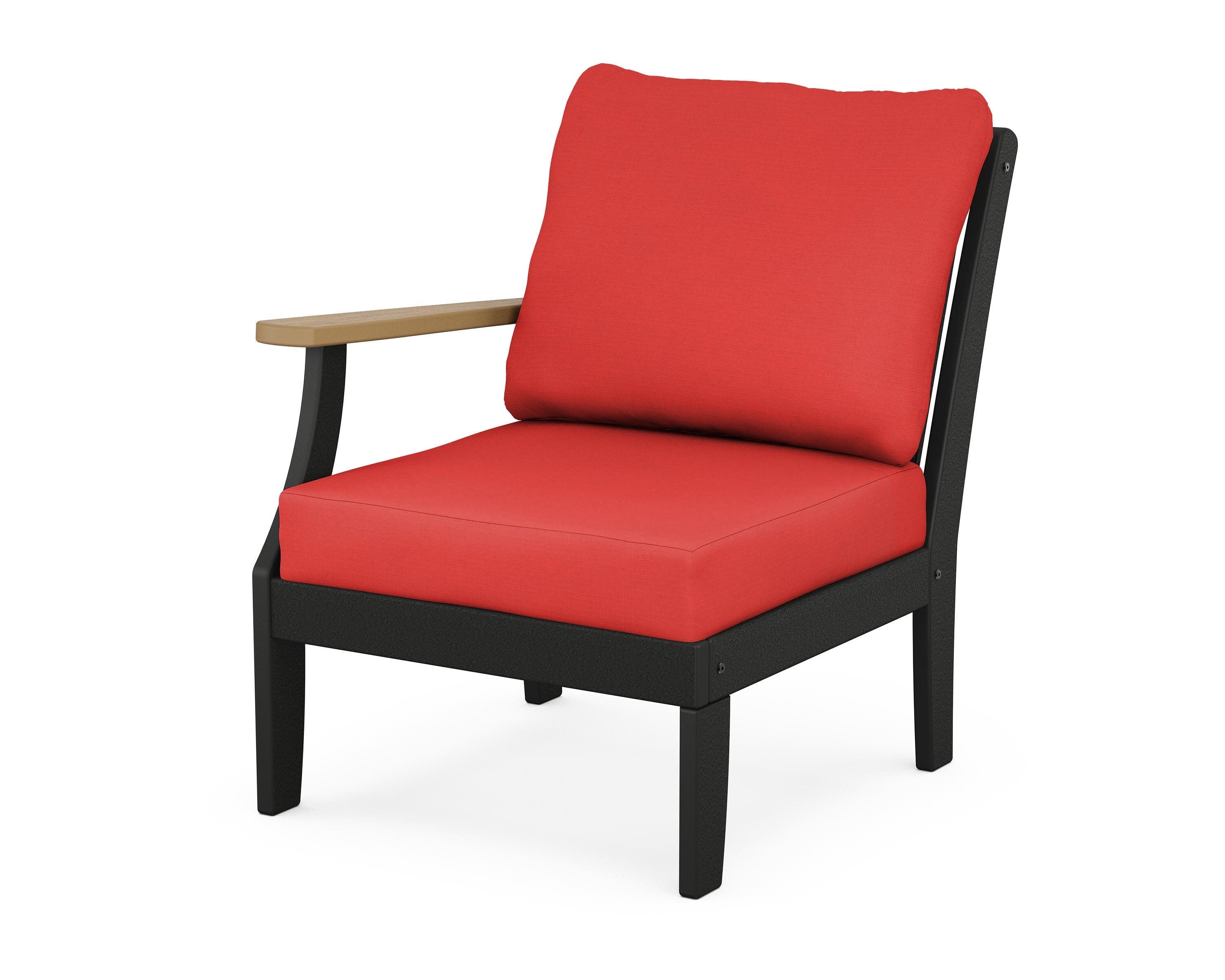 Braxton Modular Left Arm Chair in Black / Natural / Crimson Linen