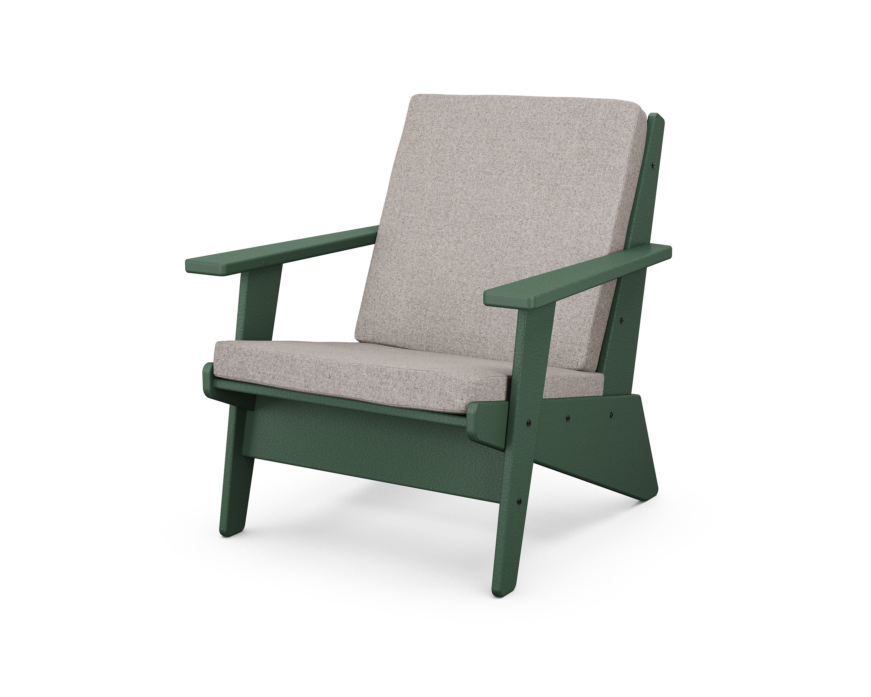 Riviera Modern Lounge Chair in Green / Weathered Tweed