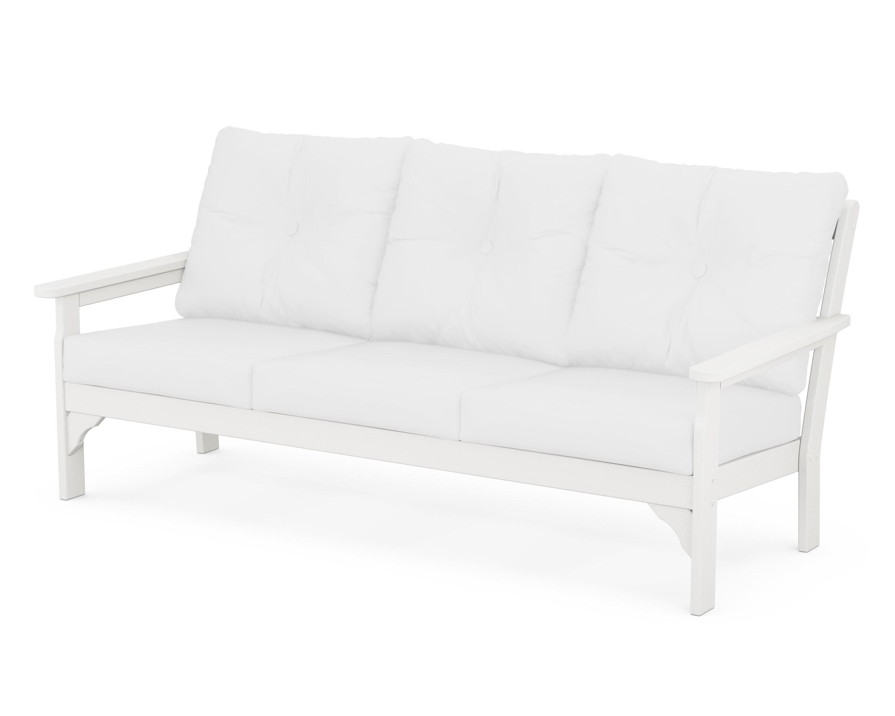 Vineyard Deep Seating Sofa in White / Natural