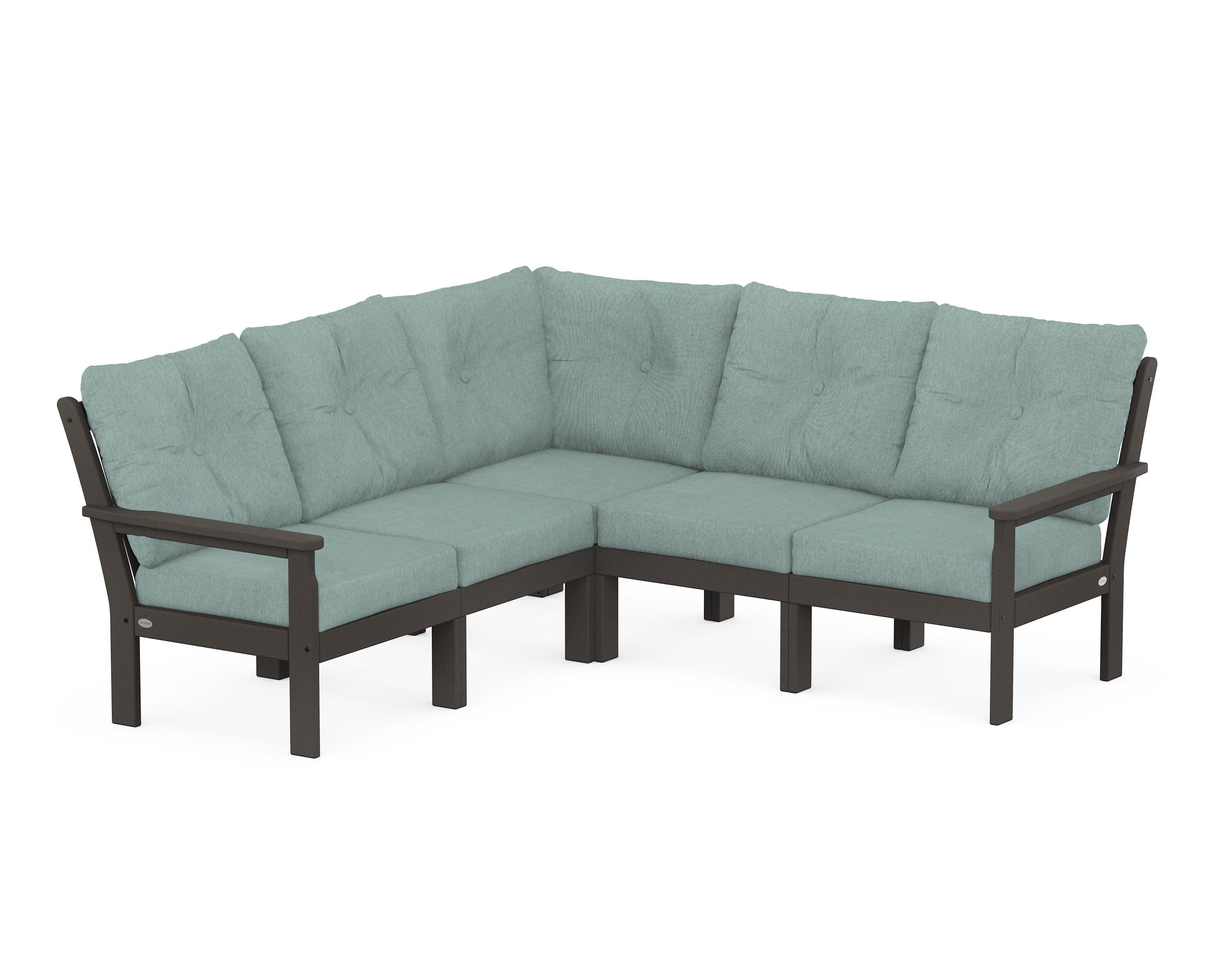Vineyard 5-Piece Sectional in Vintage Coffee / Glacier Spa