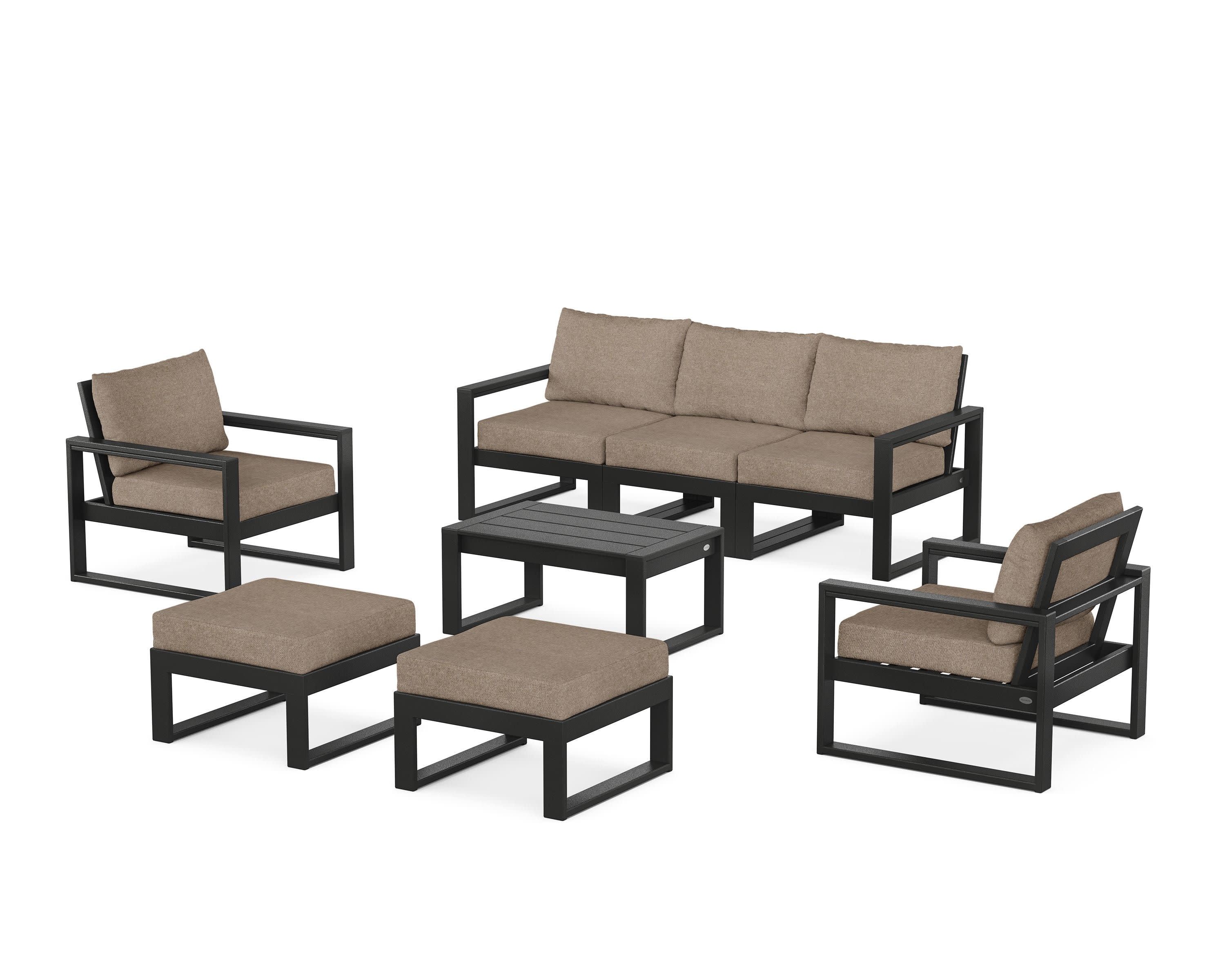 EDGE Sectional 8-Piece Lounge Sofa Set in Black / Spiced Burlap