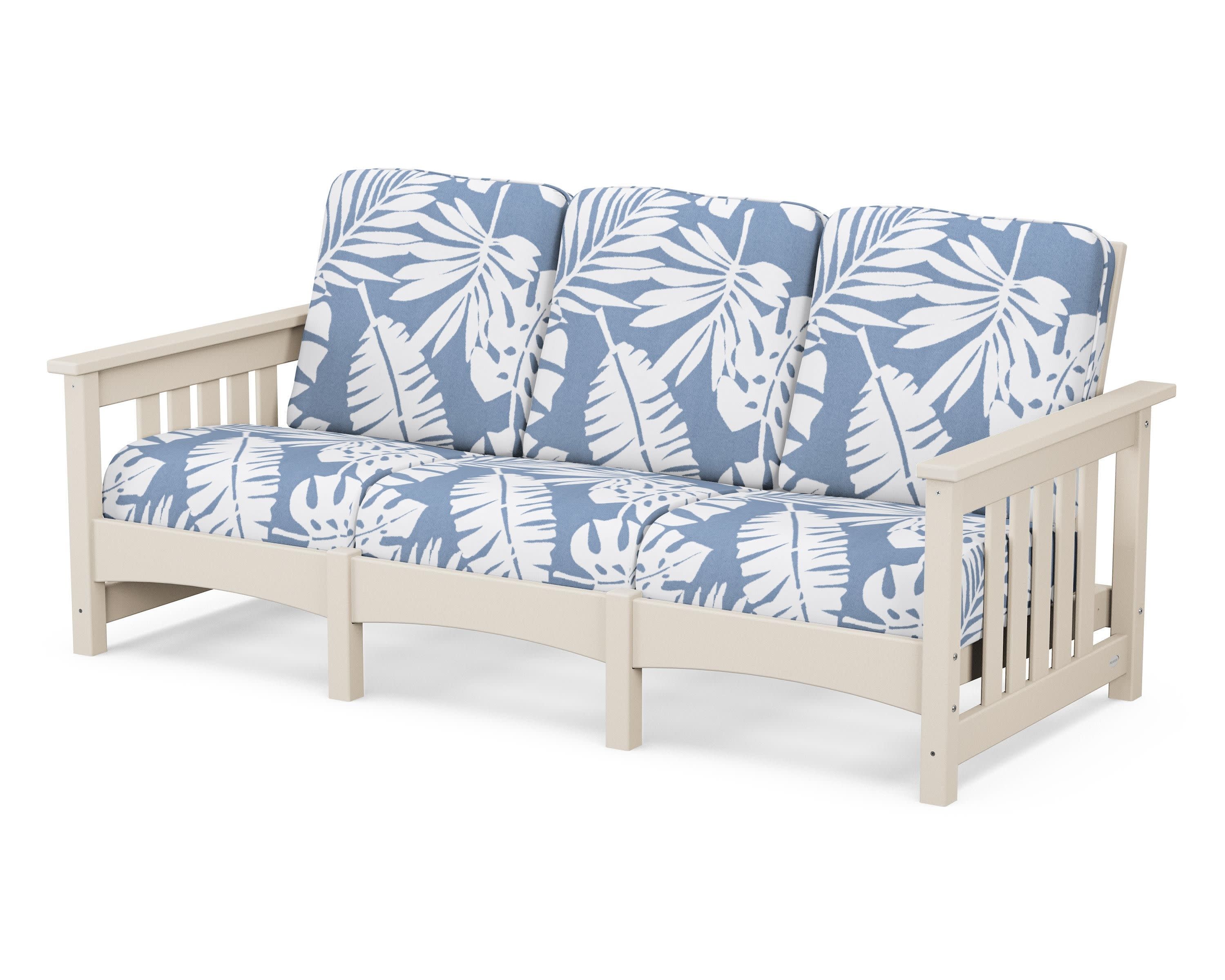 Club Mission Sofa in Sand / Leaf Sky Blue