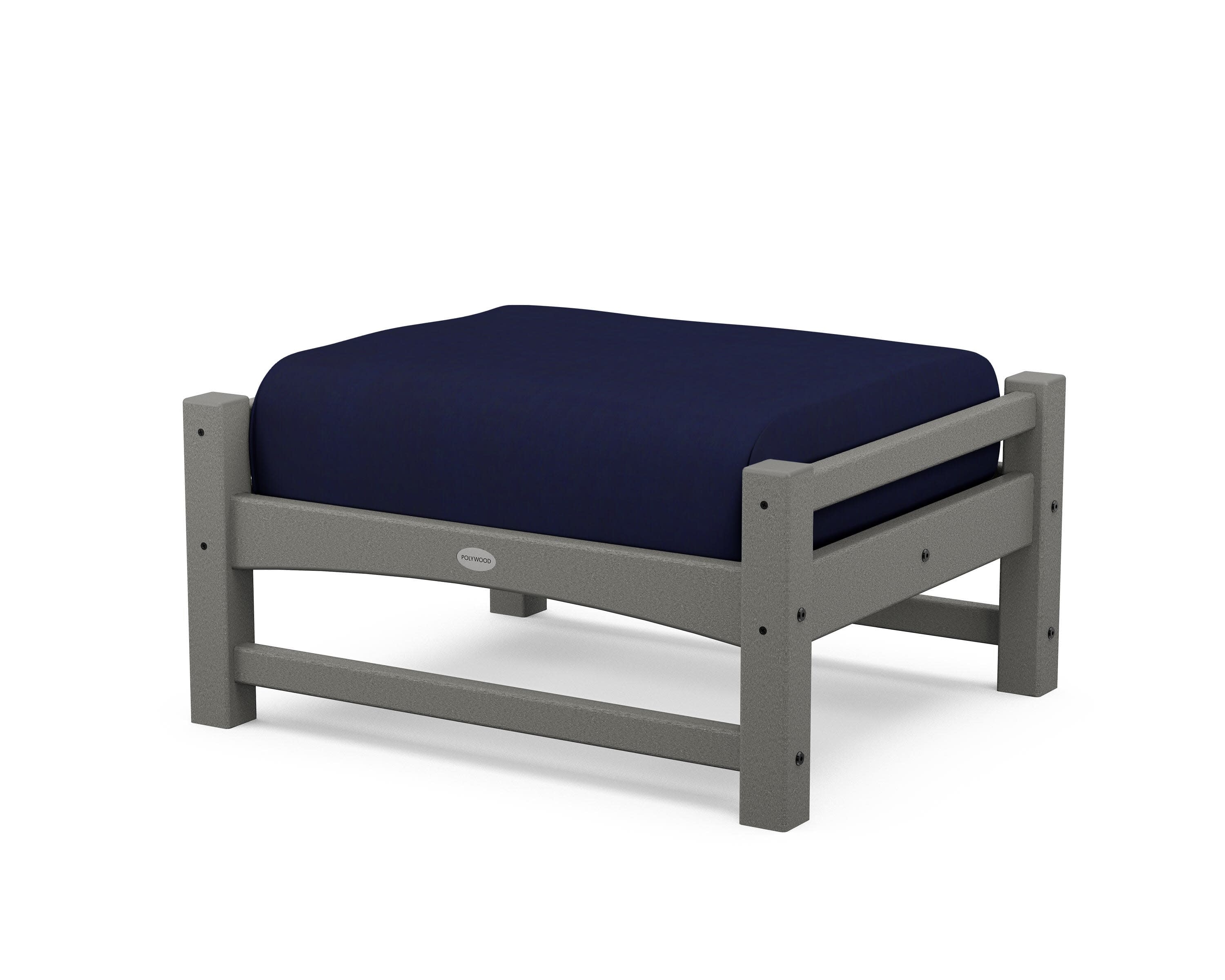 Club Ottoman in Slate Grey / Navy
