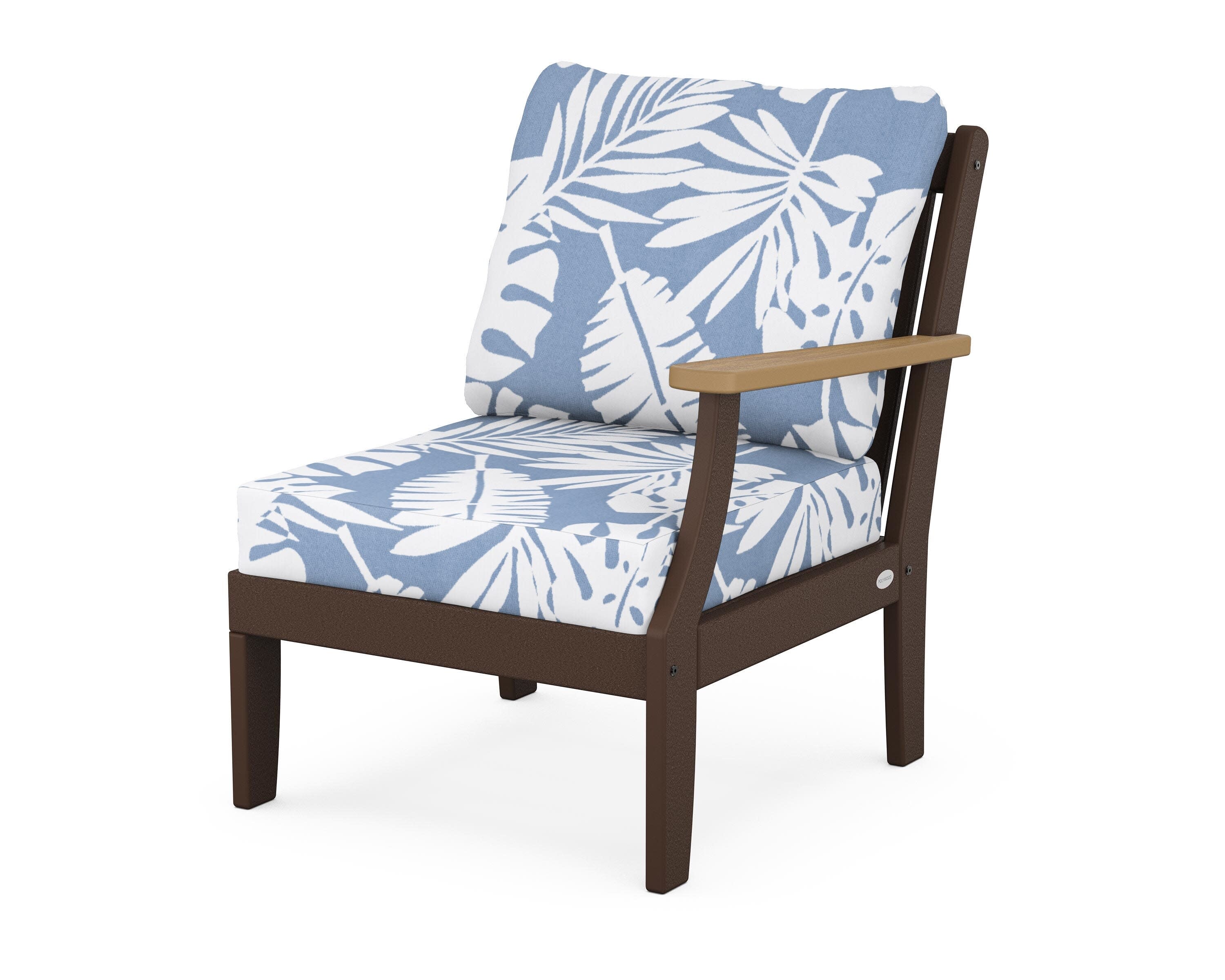 Braxton Modular Right Arm Chair in Mahogany / Natural / Leaf Sky Blue